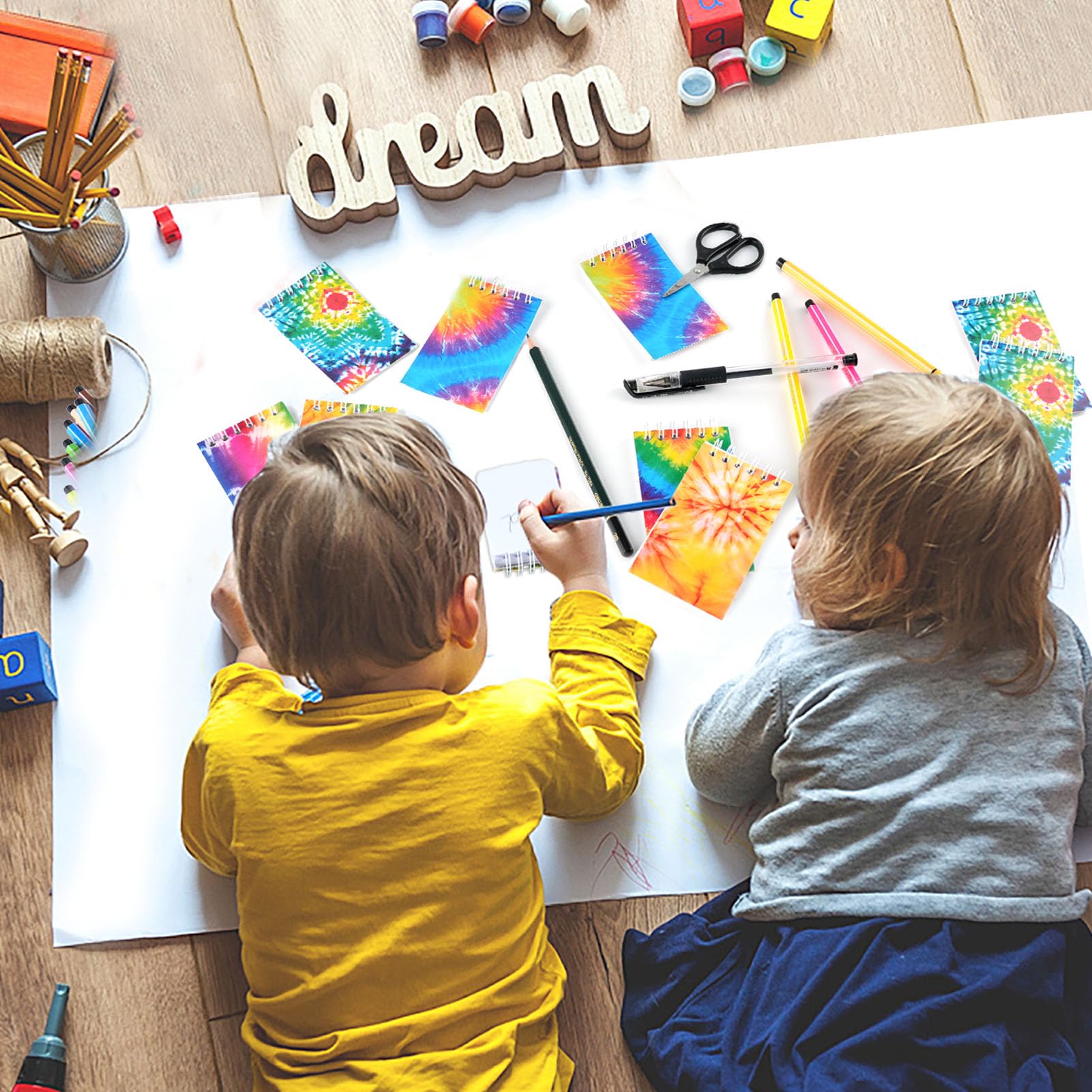 24PC Tie Dye Mini Notepads - Spiral Pocket Notebooks Party Favors