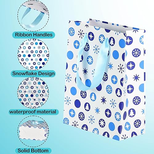 Miniatura 3 de SPERPAND Paquete de 24 bolsas pequeñas de regalo de Navidad con papel de seda, 8.7 x 6.3 x 3.1 pulgadas, bolsas de regalo de Navidad azules y