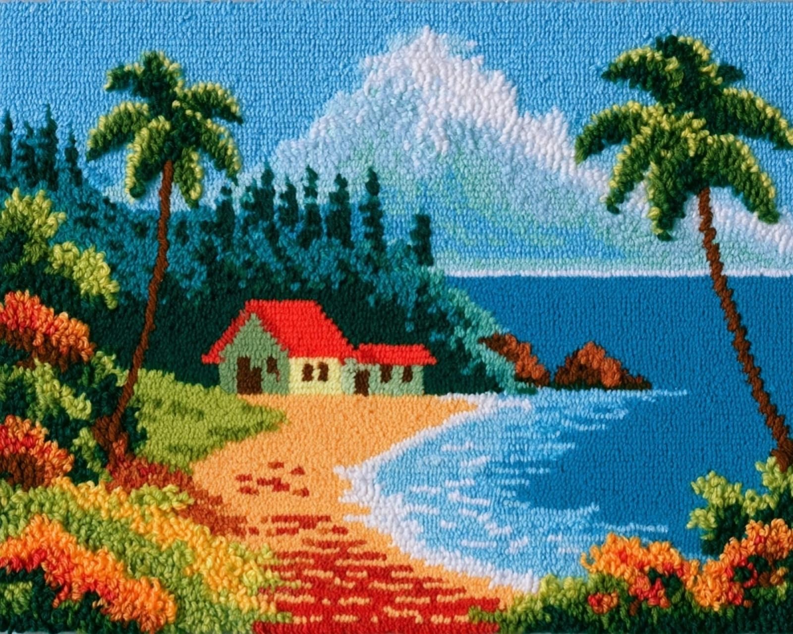 Wallphantom DIY Latch Hook Rug Kits for Adults,Hawaiian Landscape