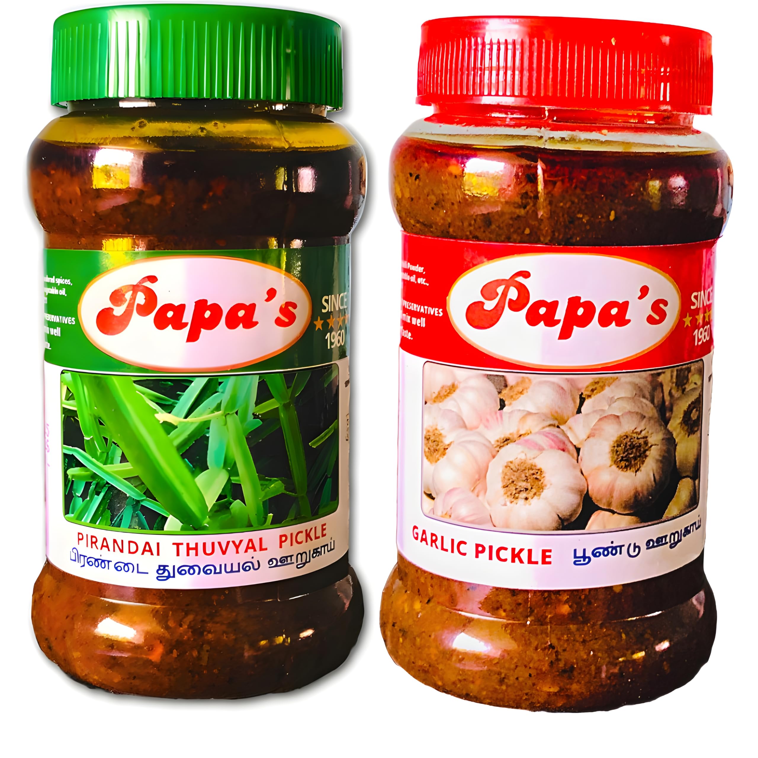PAPAS PIRANDAI (HADJOD) & GARLIC PICKLES, HOMEMADE PICKLE 300GM OF 2 FOR BONE HEALTH IRON KNEE PAIN RELIEF, LOWER CHOLOSTROL,HIGH IN ANTIOXIDENTS - THE AUTHENTIC TASTE OF SOUTHINDIAN PIRANDAI & GARLIC PICKLE.100% MADE WITH ORIGINAL STEM AND VEGETABLES . PREPARED FRESHLY ON RICEBRAN OIL.-picture-13