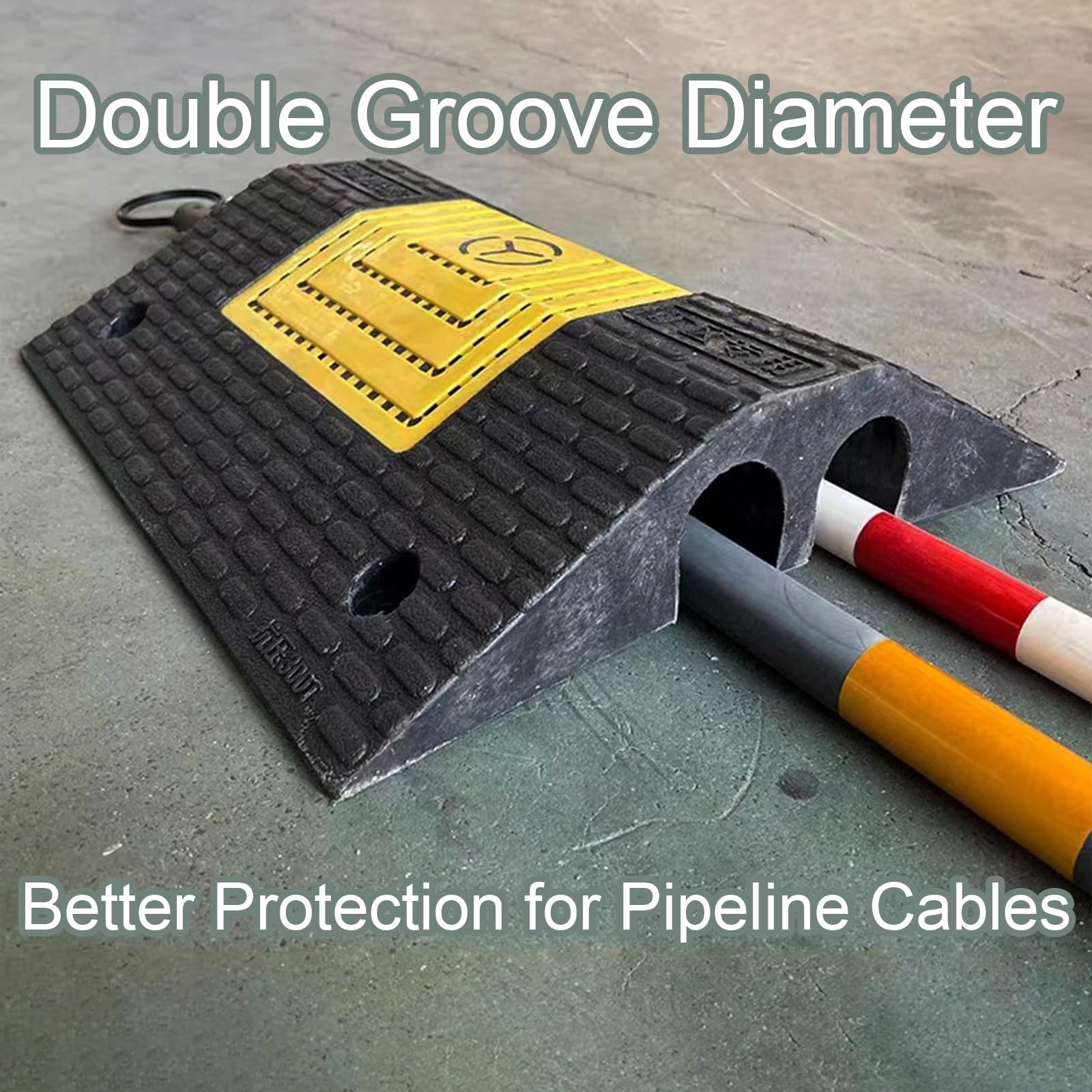 Vía Canaleta Pasacables de Suelo De 2 Canales, Bandas de Protección Especiales para Zonas Mineras, Cubre Cables Suelo para Entradas de Escuelas(51 * 35 * 7cm/20 * 14 * 2.8in)