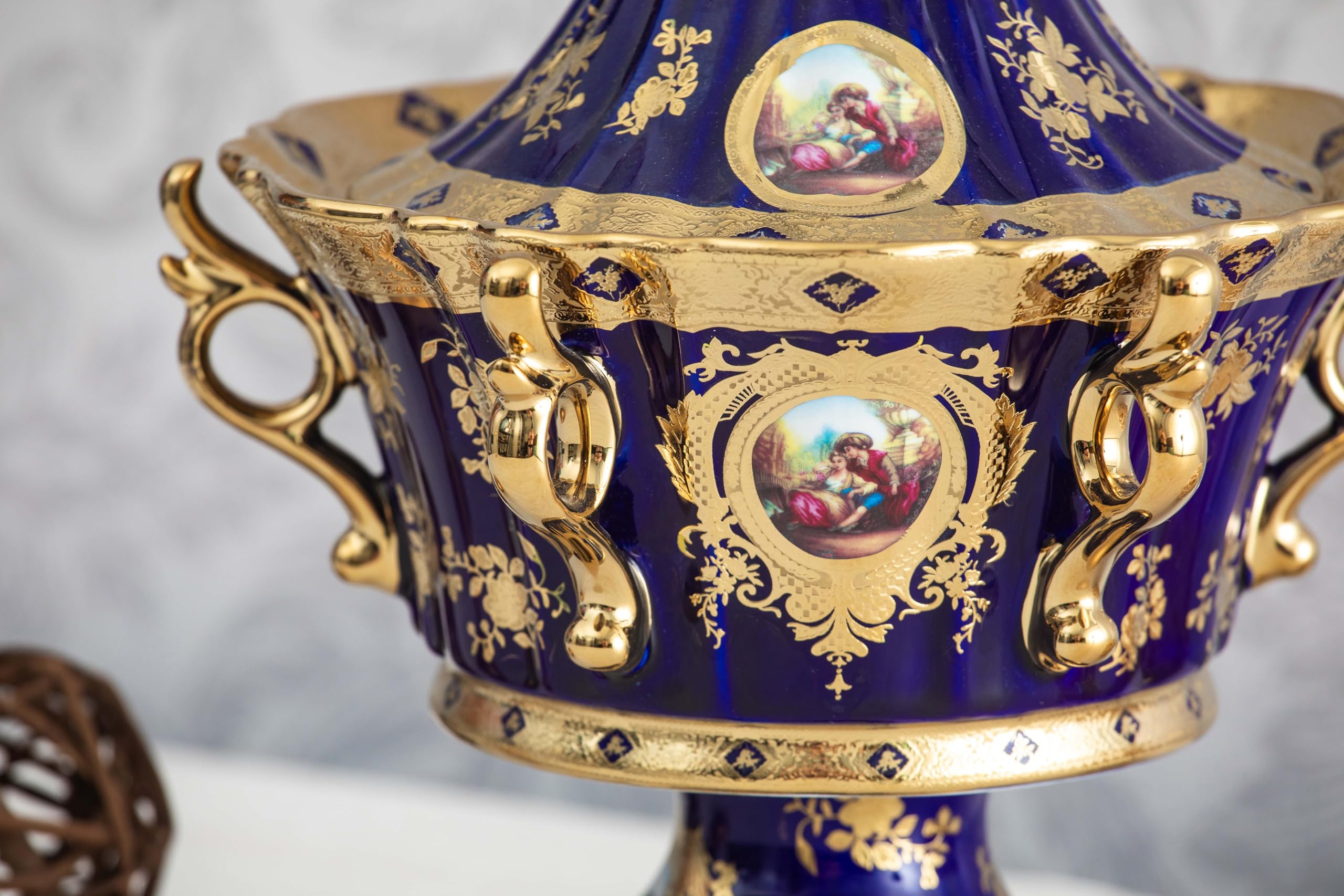 Amazon.co.jp: ロイヤリティ磁器ヴィンテージ装飾骨壺 - 蓋とハンドル