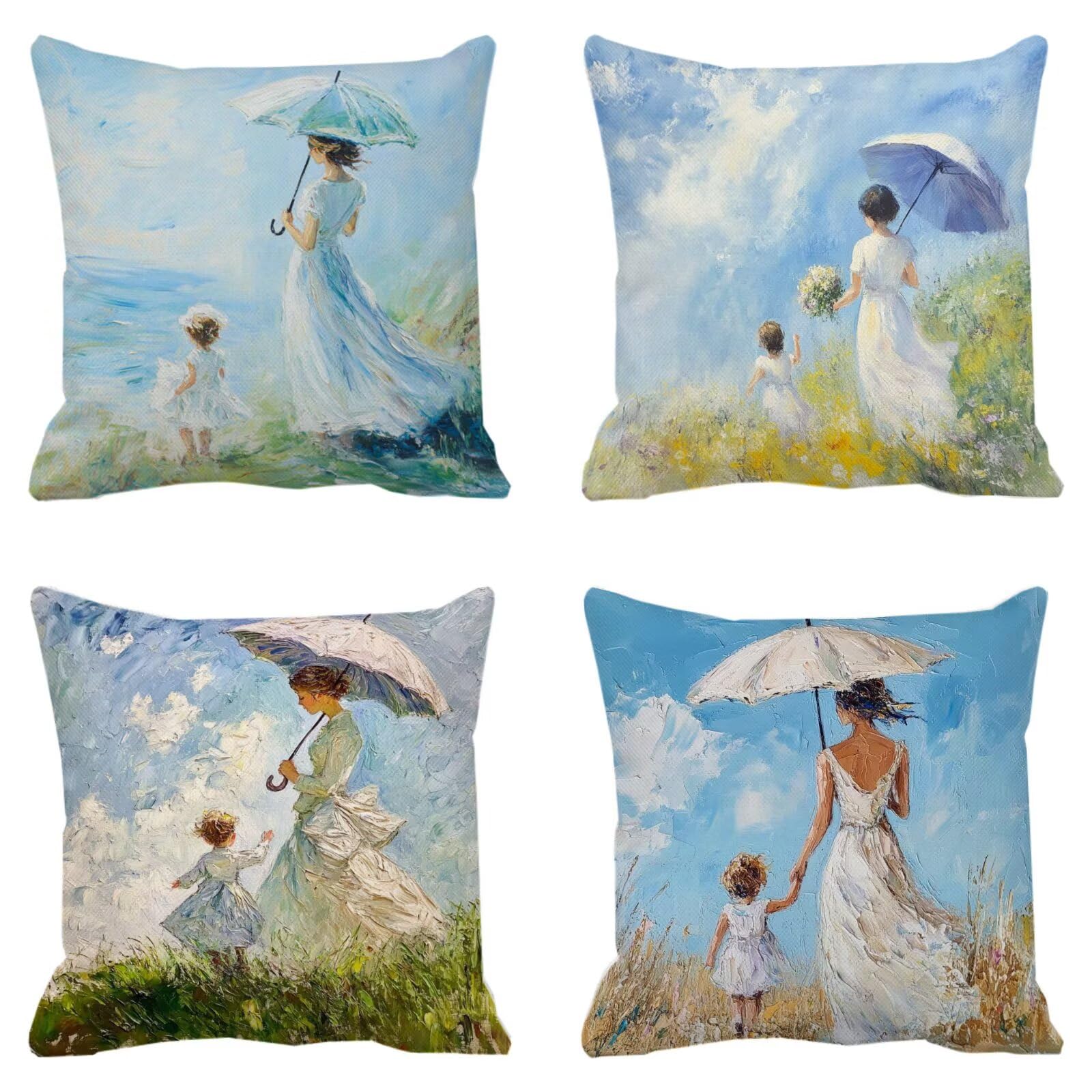 Cojines Sofa Fundas Cojines 40x40cm SúPer Suave Cojin Rural Mujer Juego de 4, Fundas Almohada Impermeable Exterior, Interior Y Exterior Cojin Decorativos, JardíN Sillaterraza Regalos NavideñOs P-455