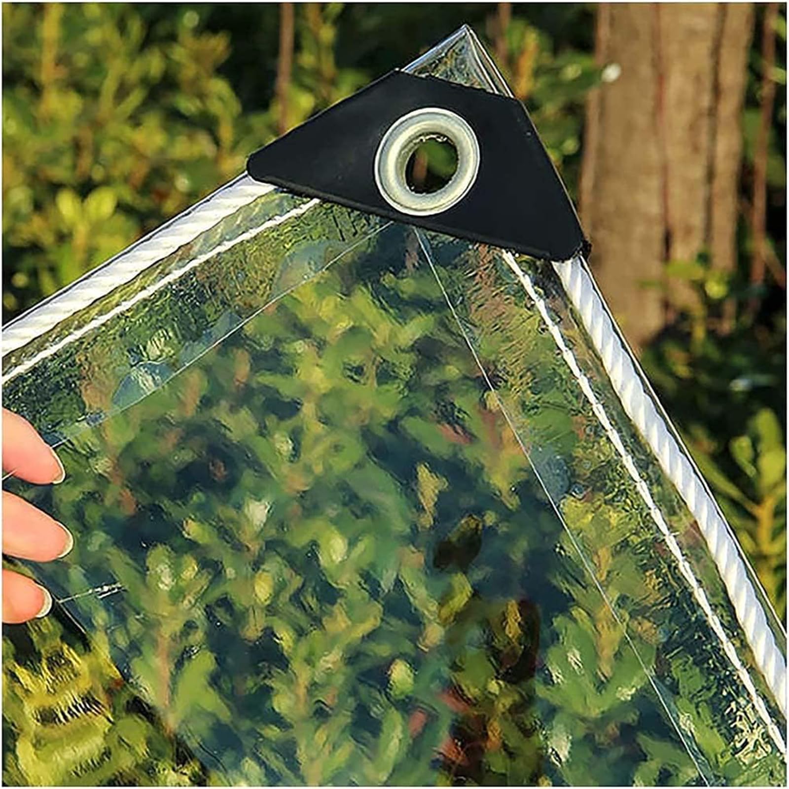 GJZQDKX Heavy Duty Transparent Tarpaulin 5x7m Waterproof PVC Tarp with Eyelets Customizable Windproof & Tear Resistant Ideal for Garden Gazebo Outdoor Protection