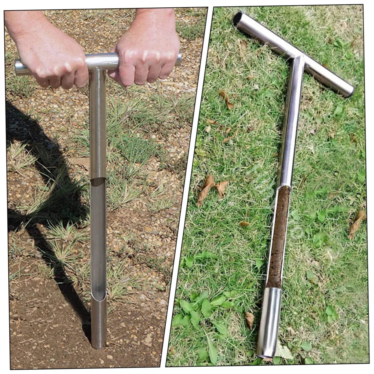 Campionatore del Terreno Strumento per Campionamento Suolo in Acciaio Inossidabile 304 Facile da Impugnare Manico a T per Giardino e Foresta