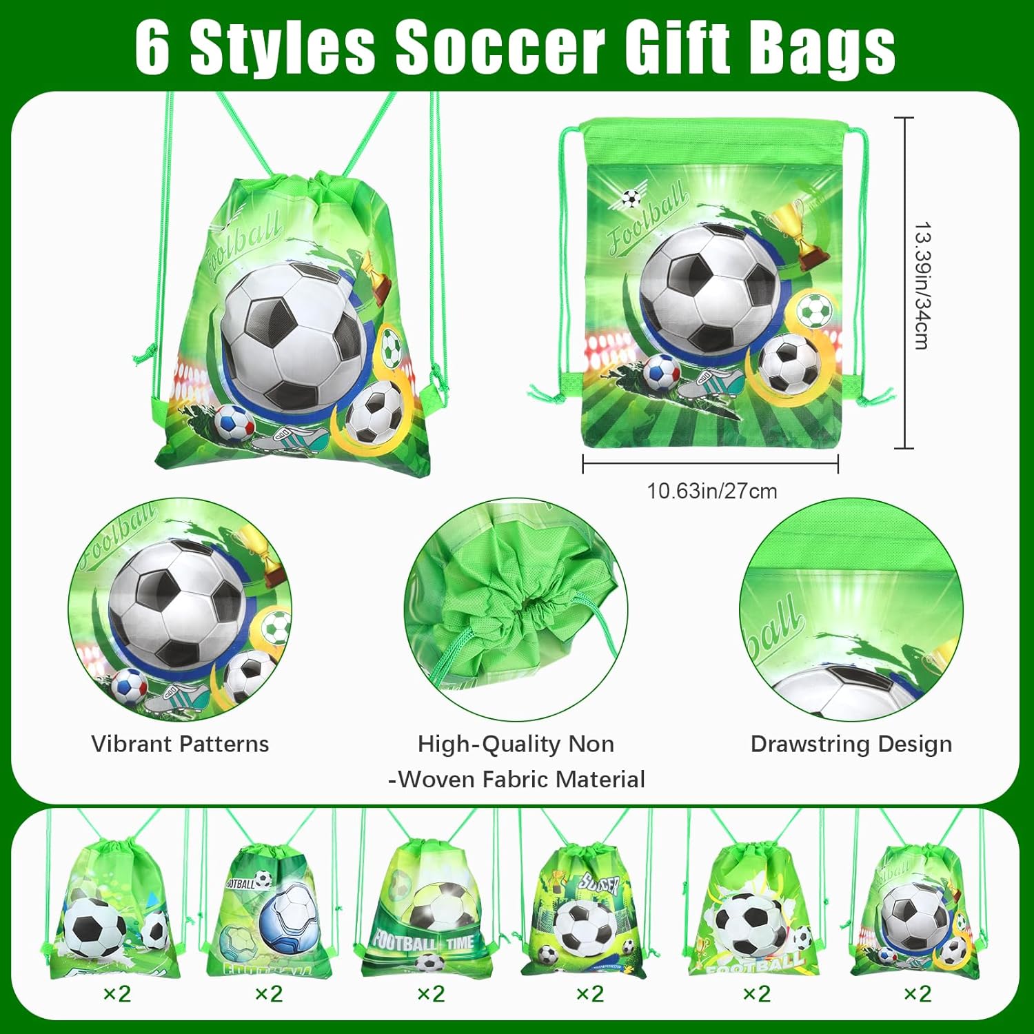 122 PCS Soccer Party Favors, Soccer Goodie Bags with Wristbands, Balls, Drawstring Bags, Bracelets, Keychains, Whistles, Stickers, Sport Party Decoration & Supplies - Image 2