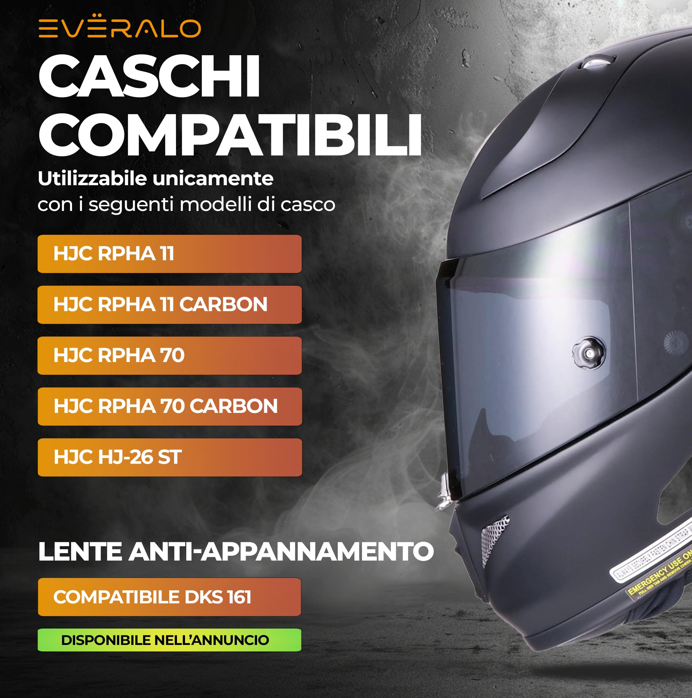 Visiera Compatibile con HJC RPHA 70, RPHA 11 - HJ26 - HJ-26ST (Dark Fume')