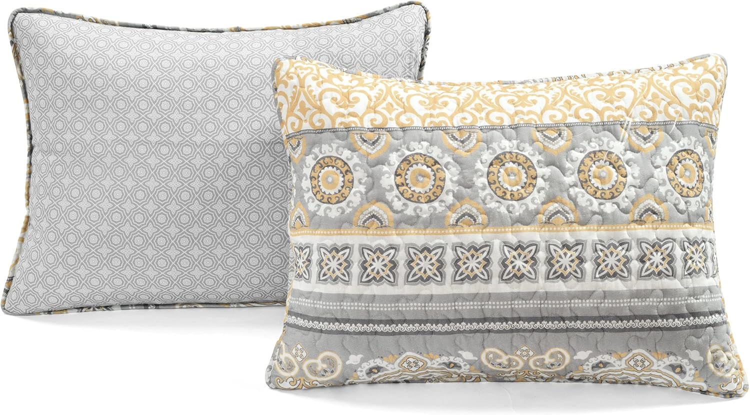 Lush Decor Nesco Stripe Quilt Queen Size 3 Piece Set Full/Queen Yellow & Gray - Striped Bedding Set Queen Quilt - Yellow Quilts - Boho Bedroom Decor