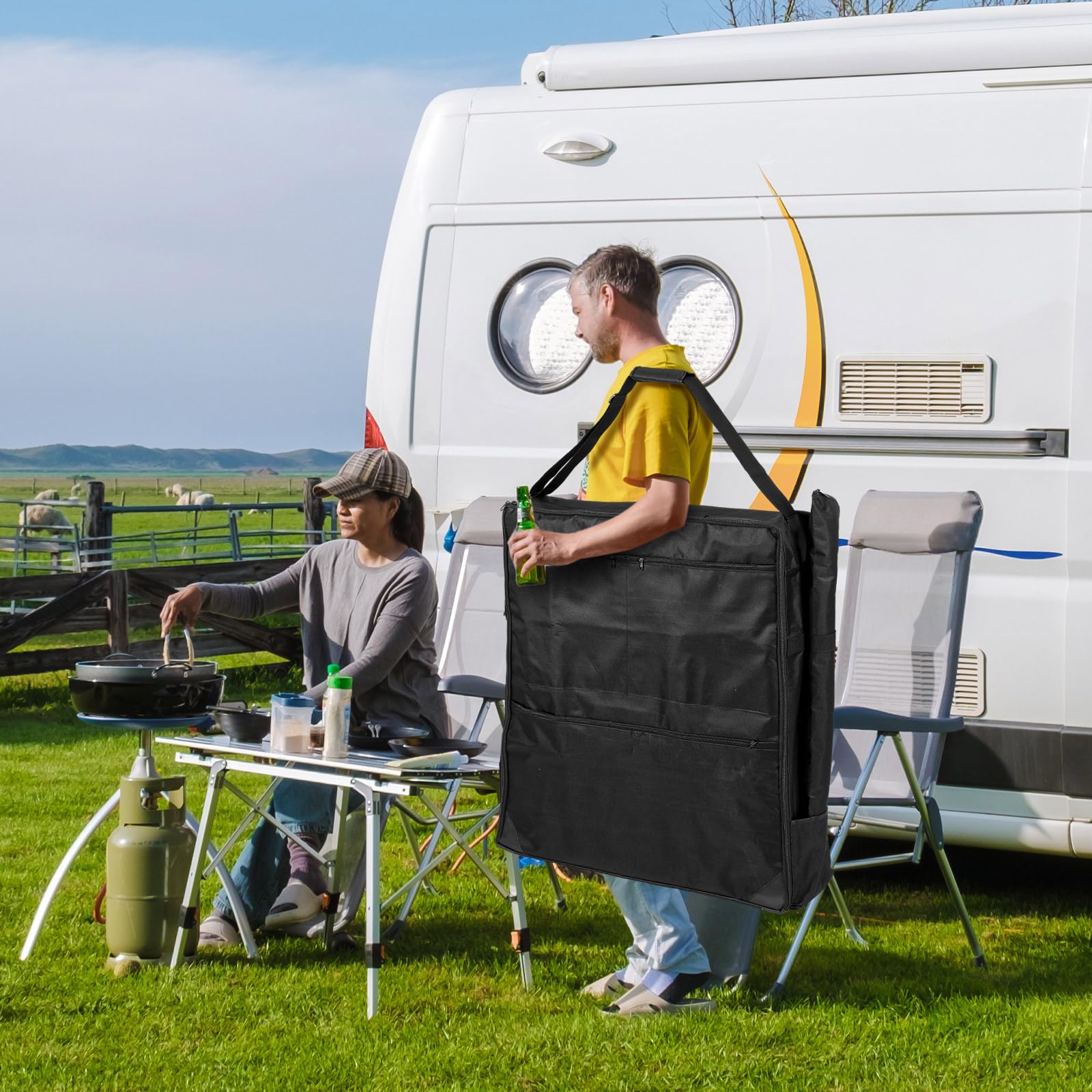 81,3 cm Hunde-Laufstall-Aufbewahrungstasche mit Pfahltasche, Hundezaun-Tasche, geeignet für faltbares Haustier-Laufstall, wasserdicht, entworfen für Wohnmobil-Ausflüge, passend für 8 Paneele,
