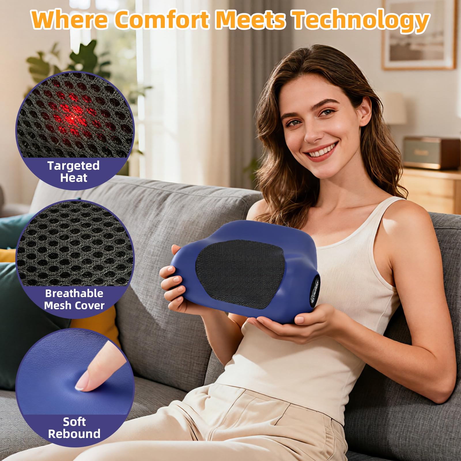 Masajeador Cervical y Espalda InaláMbrico para Dolor 3 EN 1 Masajeador Cervical con Calor y Vibración Alivia las Molestias con el Masajeador de cuello y cervicales y Espalda