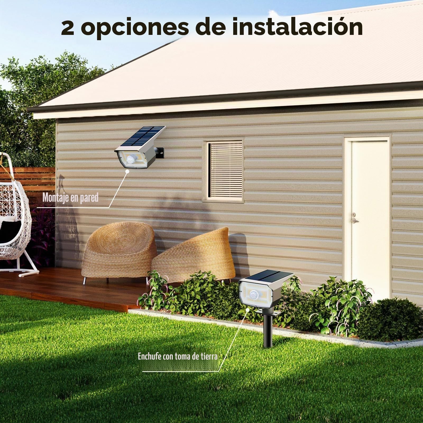 nipify Luz Solar con Sensor de Movimiento, 6 Piezas Luces LED Exterior Jardín, Focos Potentes Impermeables IP65 para Caminos y Suelo