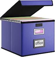 Vista 12 de Caja organizadora de archivos Huolewa con tapa, organizador de carpetas de archivos plegable para almacenamiento de documentos de oficina, caja