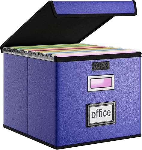 Huolewa Caja organizadora de archivos mejorada, organizador de documentos de cuero plegable, caja organizadora de carpetas de archivos colgantes con