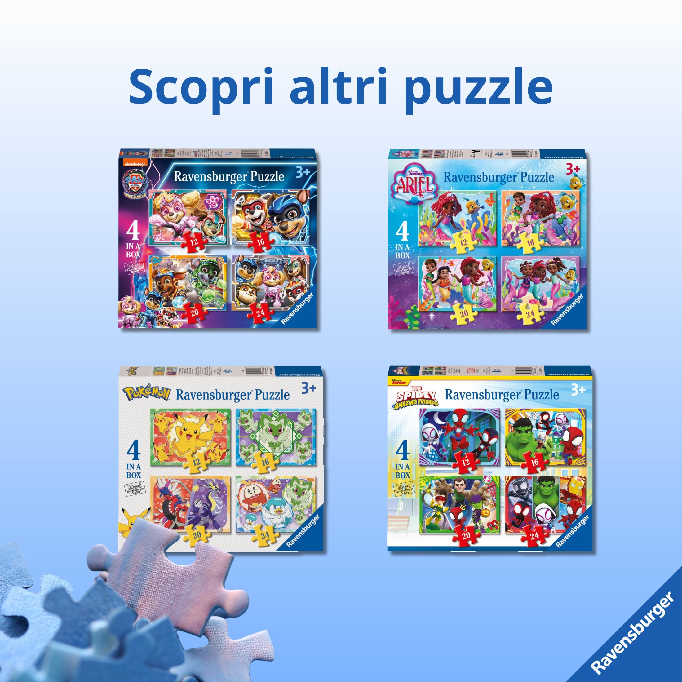 Ravensburger - Puzzles Marvel Avengers A 4 Pack | Puzzle Bambini 3 Anni In Su | Regalo Bimba 3 Anni In Su 72 Pezzi | Puzzle Bambini 19 X 14 Cm | Puzzles Stitch Bambina
