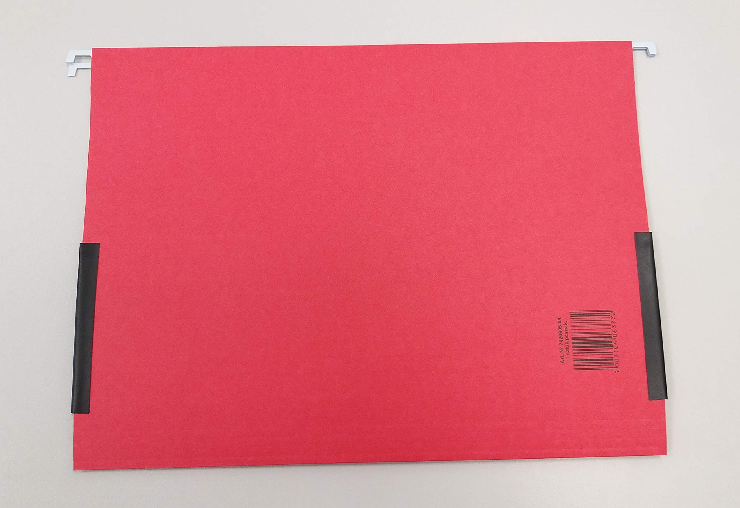 DONAU Torba wisząca z lnianymi żabkami | z kartonu z recyklingu 230 GSM do DIN A4 kolor: czerwony | opakowanie 5 szt. | wymienne puste tabliczki | idealne do biura i szkoły i urzędu