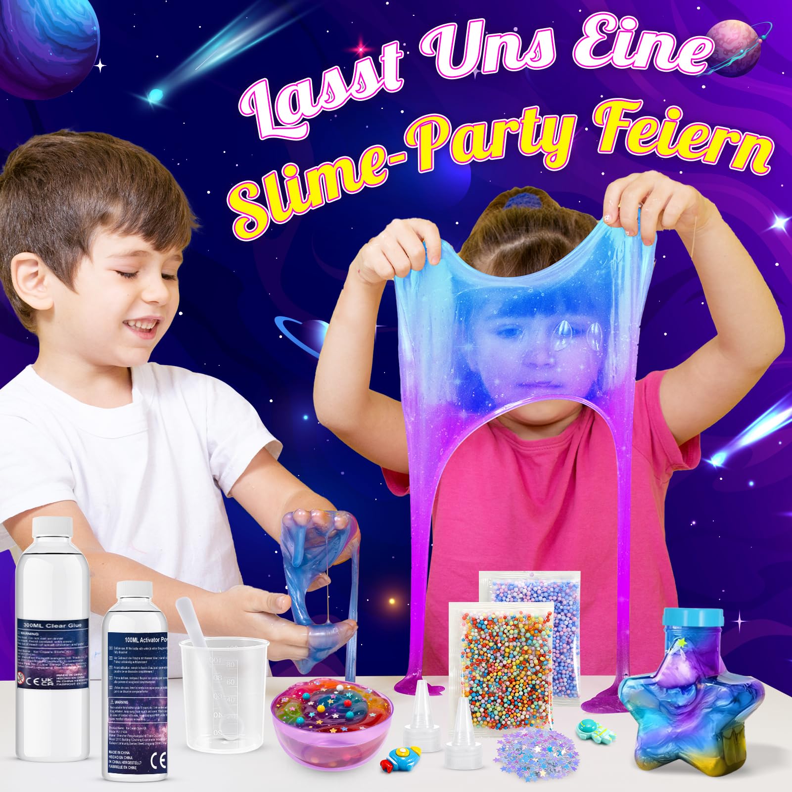 iKidiki Schleim Selber Machen Set, Geschenk Mädchen 6 7 8 9 10 11 12 Jahre Galaxy Slime Set Junge 6-12 Jahre Geschenkideen Schleim Kinder Spielzeug ab 6-12 Jahre Jungen Geburtstagsgeschenk für Mädchen