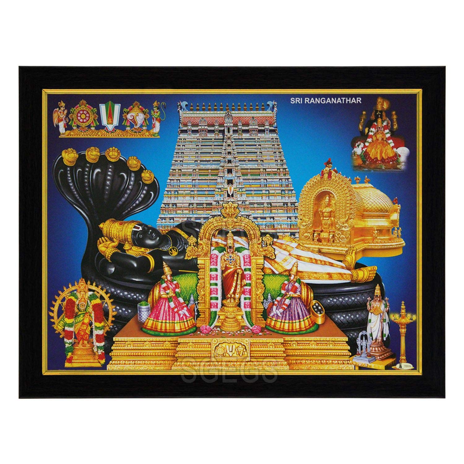 SHREE GANESH ENTERPRISE GIFTING SOLUTIONS God Ranganatha Swamy HD Photo Frame Lord Ranganathaswamy Painting Pooja Wall Hanging (Wood, Poster with Frame, Multicolour, 23.5x1x25cm)