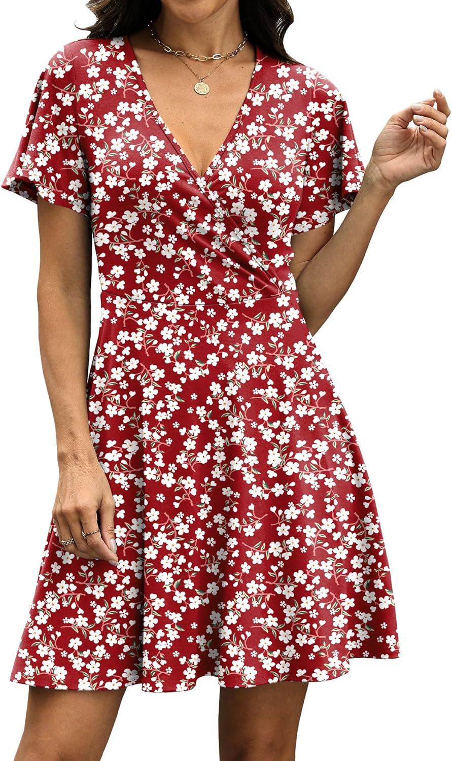 RUMIA Womens Casual Dresses Wrap V Neck Dress A-Line Ruffle Sleeve Summer Sundress Fashion 2026 - Image 3