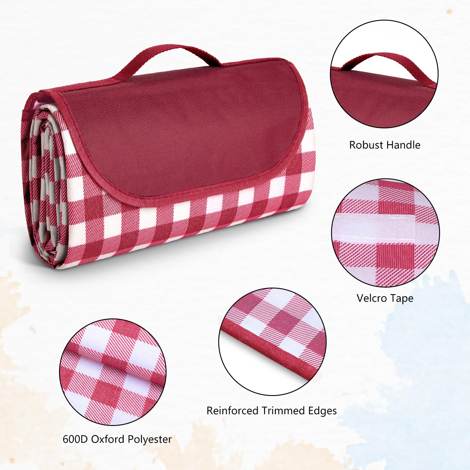 SOMLAW Coperta Picnic Impermeabile 200x200 cm, Telo Picnic Impermeabile, con Maniglia, Lavabile Lavatrice, Pieghevole, Coperta da Spiaggia Picnic, Tappetino da Picnic per Spiaggia, Viaggi, Campeggio