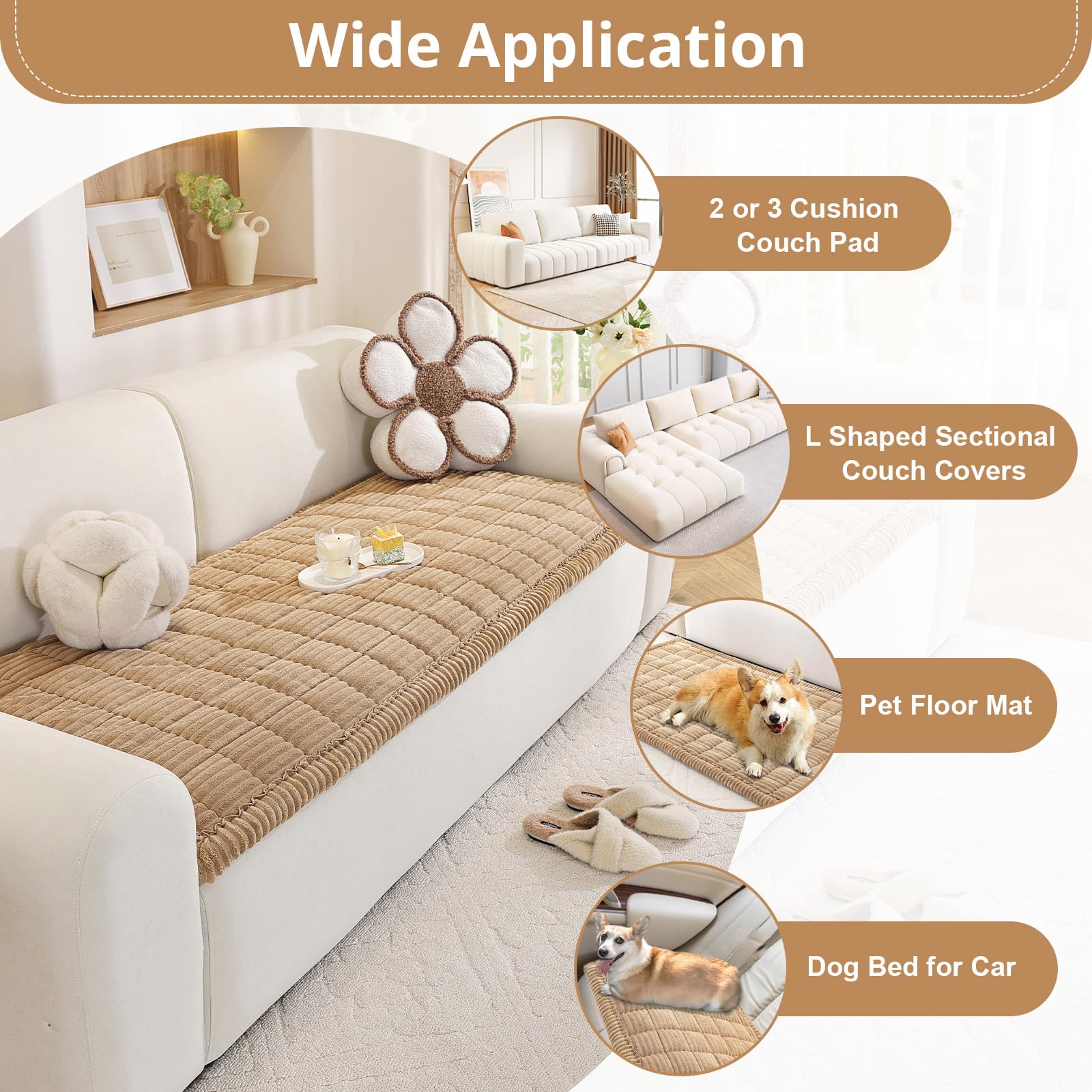 Dicke Sofa überzug Waschbar - 2026 Upgrade-Version Couch überzug 2 3 4 Sitzer, Anti-Rutsch Sofabezug, Gemütlich Sofa Cover Sofa bezug Sofaüberwürfe Möbelschoner für Wohnzimmer (70x150cm)