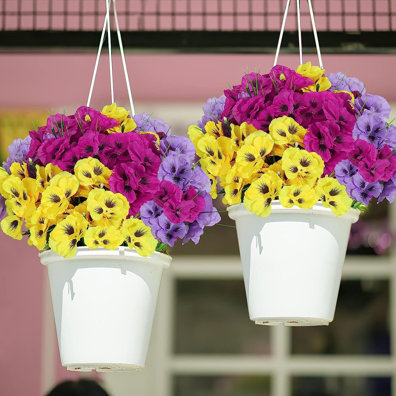 Weldomcor 9 Bundles Artificial Pansy Flowers Outdoor UV Resistant Fake Flowers Summer Decoration Floral DIY Tables Party Home Greenery Shrubs Plants Home Garden Decor - Image 3