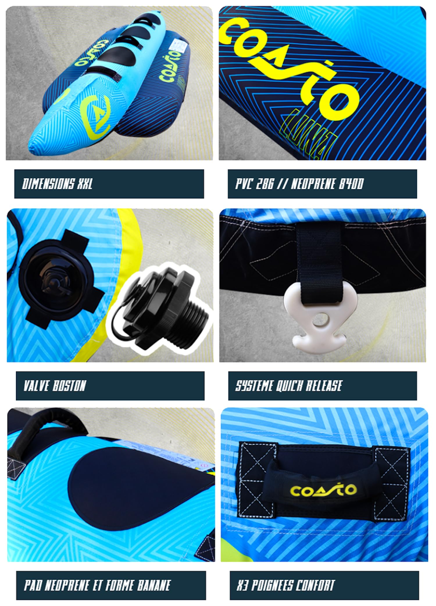 Coasto, Luna, Banana Da Traino, Blu/Azzurro/Giallo, 3P, Unisex-Adult