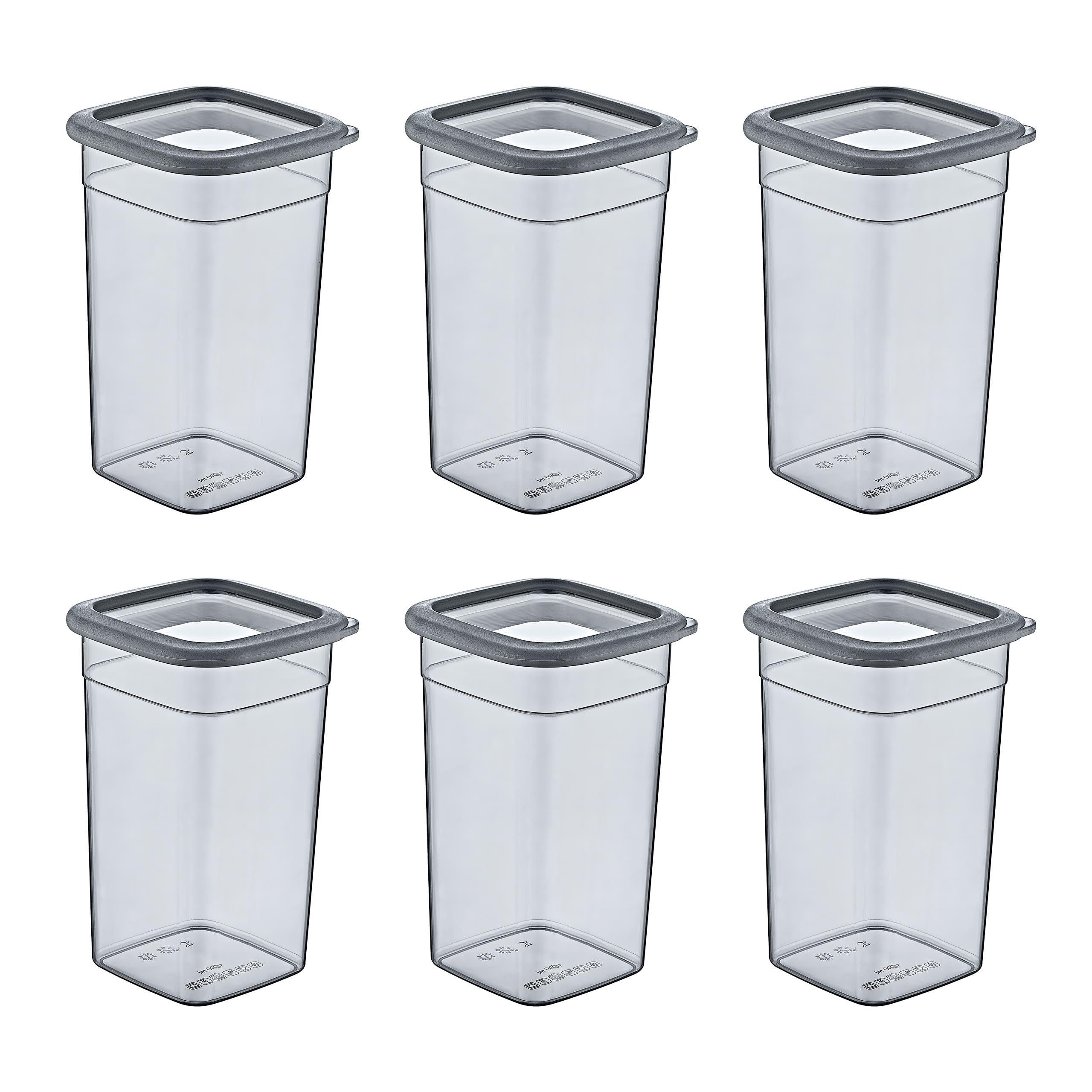Smartware 6'Lı Set Skali Kare Saklama Kabı Antrasit 1440 ML
