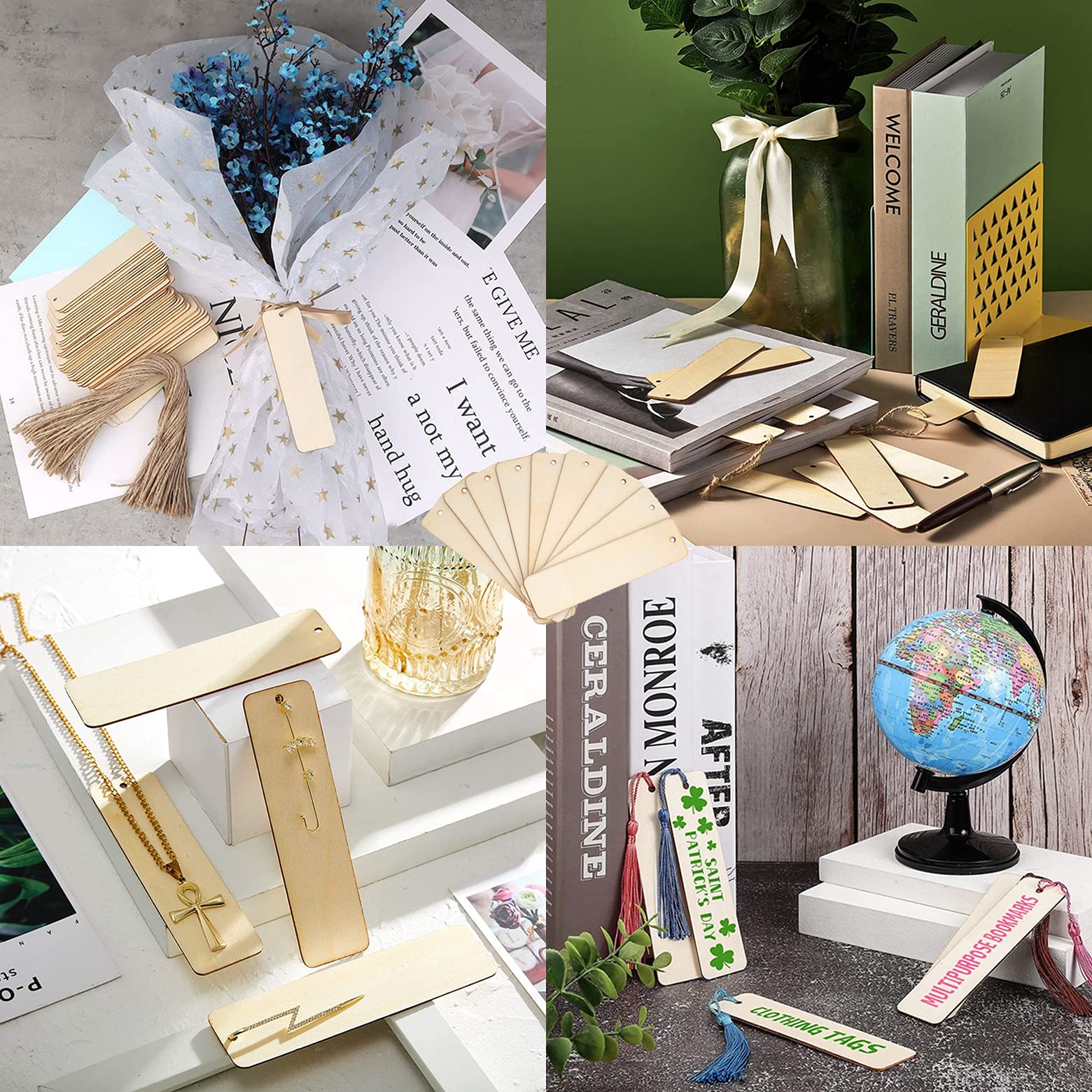 Marcapáginas Madera en Blanco 20 Piezas para Manualidades y Bricolaje