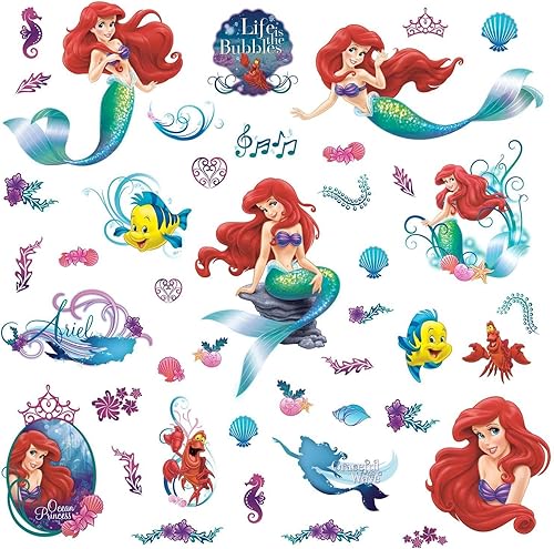 Miniatura 2 de RoomMates RMK2347SCS - Calcomanías de pared para despegar y pegar con diseño de Ariel, La Sirenita