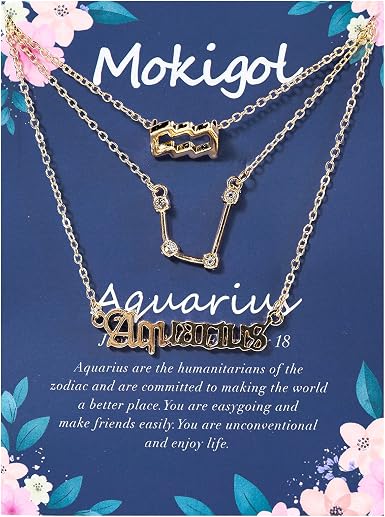 Aquarius Zodiac Gold Layered Necklaces 