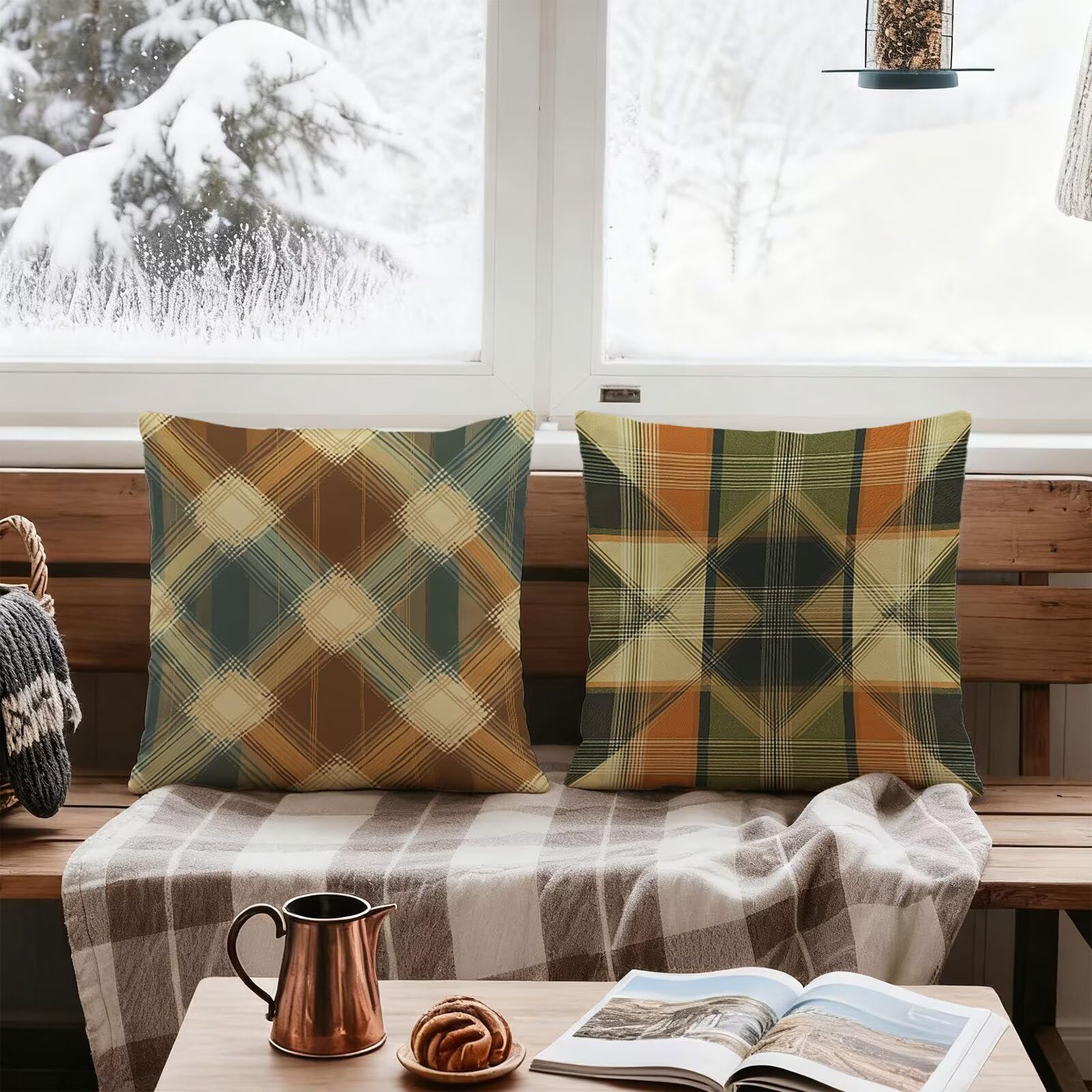 Pomarańczowy kolor poszewki na poduszki Divan 80x80 Tartan Poszewki na poduszki do łóżka Super miękka poszewka na poduszkę zestaw 4 poduszek na sofę jesienne dekoracje poszewki na poduszki, na krzesło