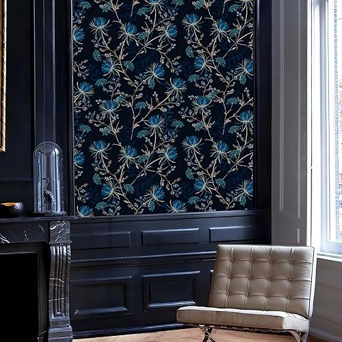 Miniatura 4 de Papel tapiz para despegar y pegar, papel tapiz floral azul para pegar en papel tapiz de 118 x 17.3 pulgadas, cubre 14 pies cuadrados