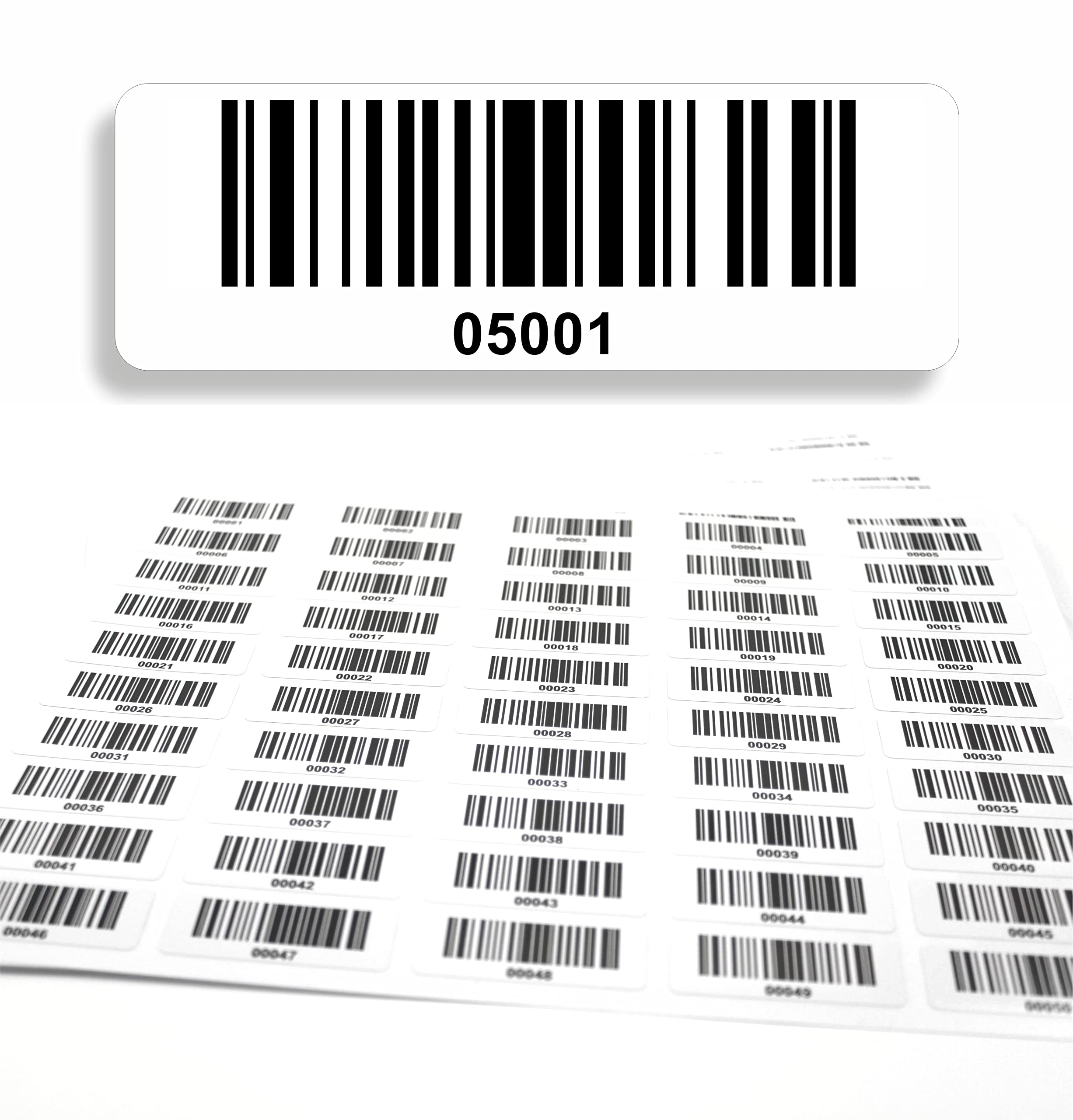 Barcode Labels 5001-6000 DGUV Inspection Labels - Consecutive 5-Digit - 1,000 pcs Permanent Barcode Sticker - Electrical Engineering code128 - self-Adhesive 50x17mm (05001-06000) — image 1