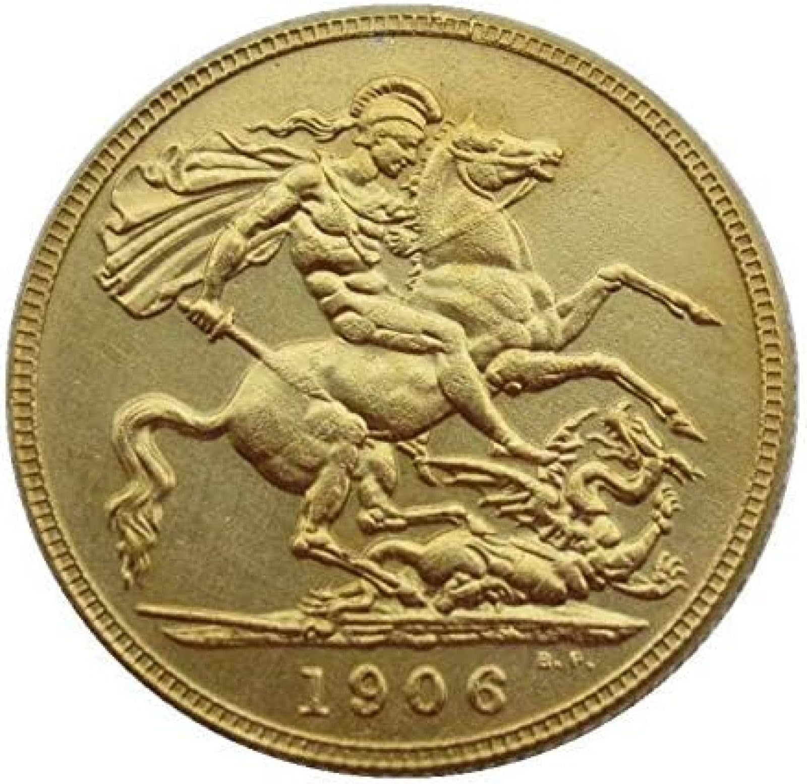 Wlzqelvcf 1906 Great Britain 1 Pound Gold Sovereign 1902-1910 9 Kinds Of Copy Gold Plated Commemorative Coins Ornament Souvenir-1905,