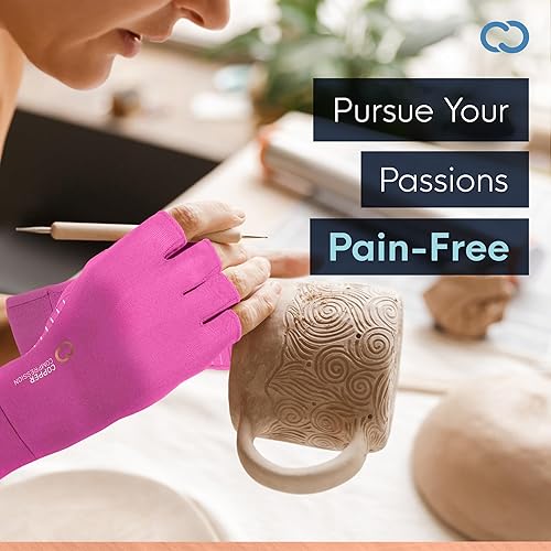 Miniatura 19 de Copper Compression - Guantes tipo muñequera, sin dedos, unisex, para artritis, alivio del dolor del túnel carpiano, reumatoides, tendinitis, Gris