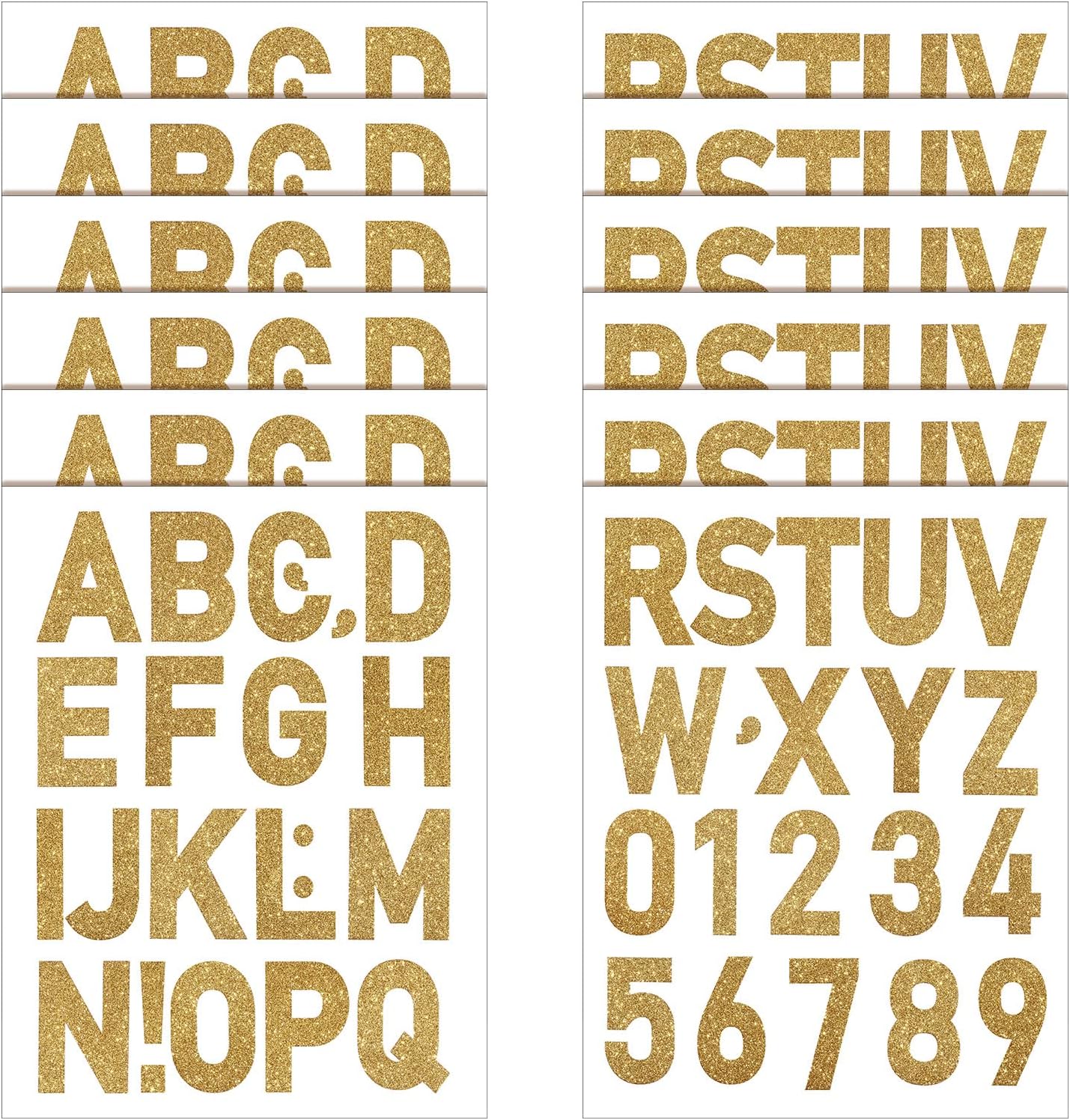 246 Pieces Large Glitter Letter Stickers 2 Inch Number