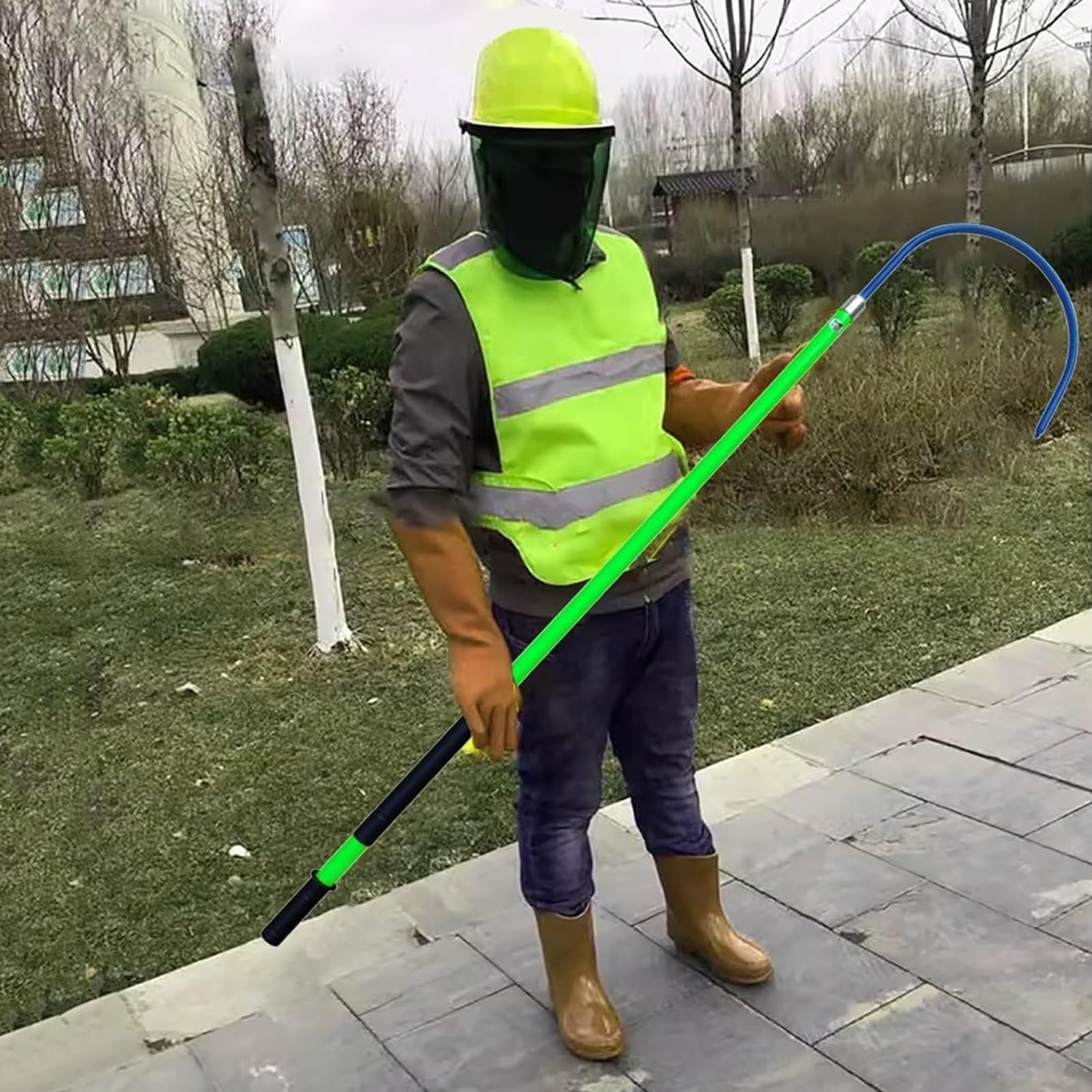 M - 3 M Long Detachable Rescue Pole, Insulated Rescue Hook For Firefighters And Electricians, Rescue Pole For High Voltage Accidents With Non-Slip Handle, Load Capacity 1,Green-1m/39.4in/3.3ft