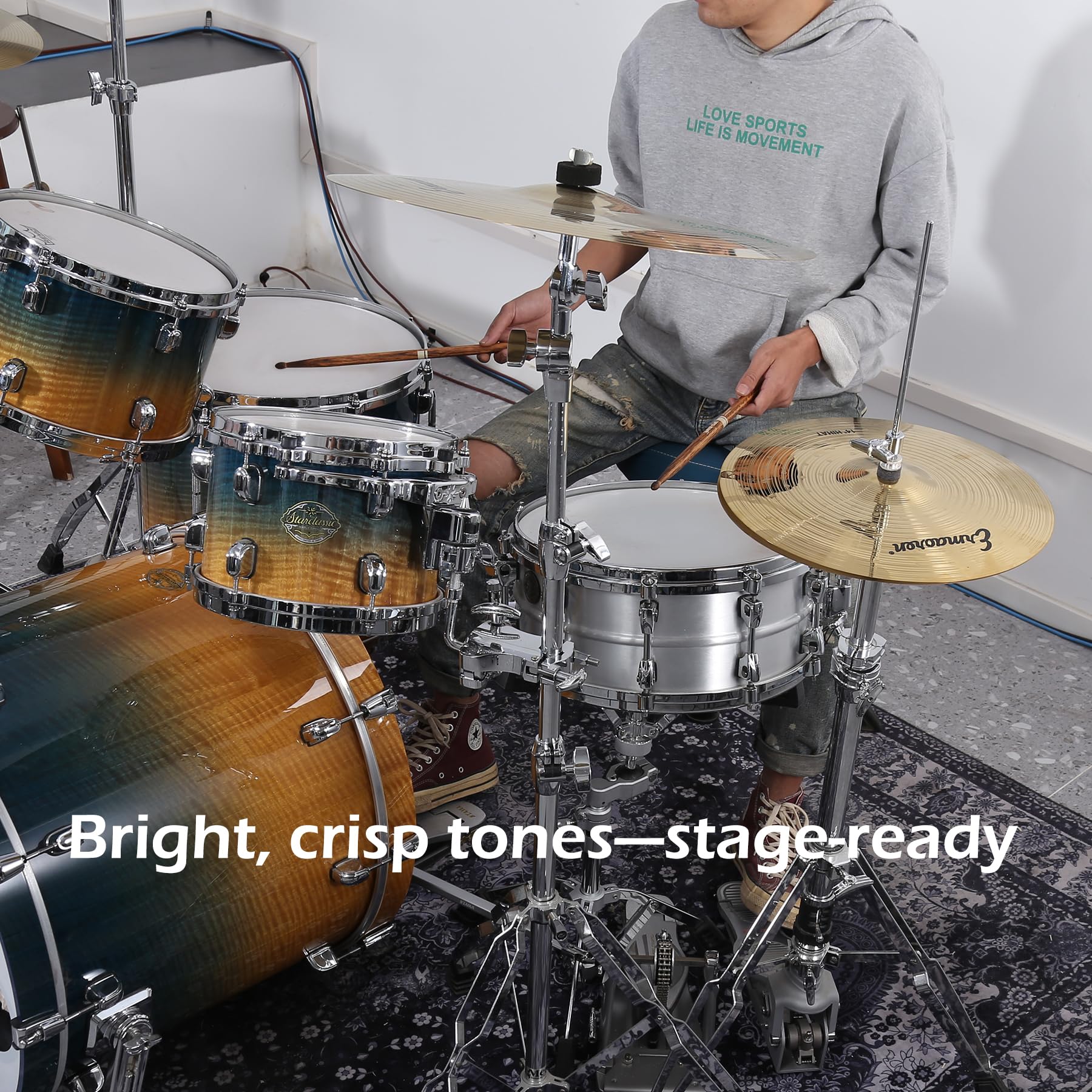 Cymbal Pack, 5 Pieces Drum Cymbals Set,14" Hi Hat Cymbals, 16" Crash and 18" Crash Cymbals, 20" Ride Cymbals for Drums Set