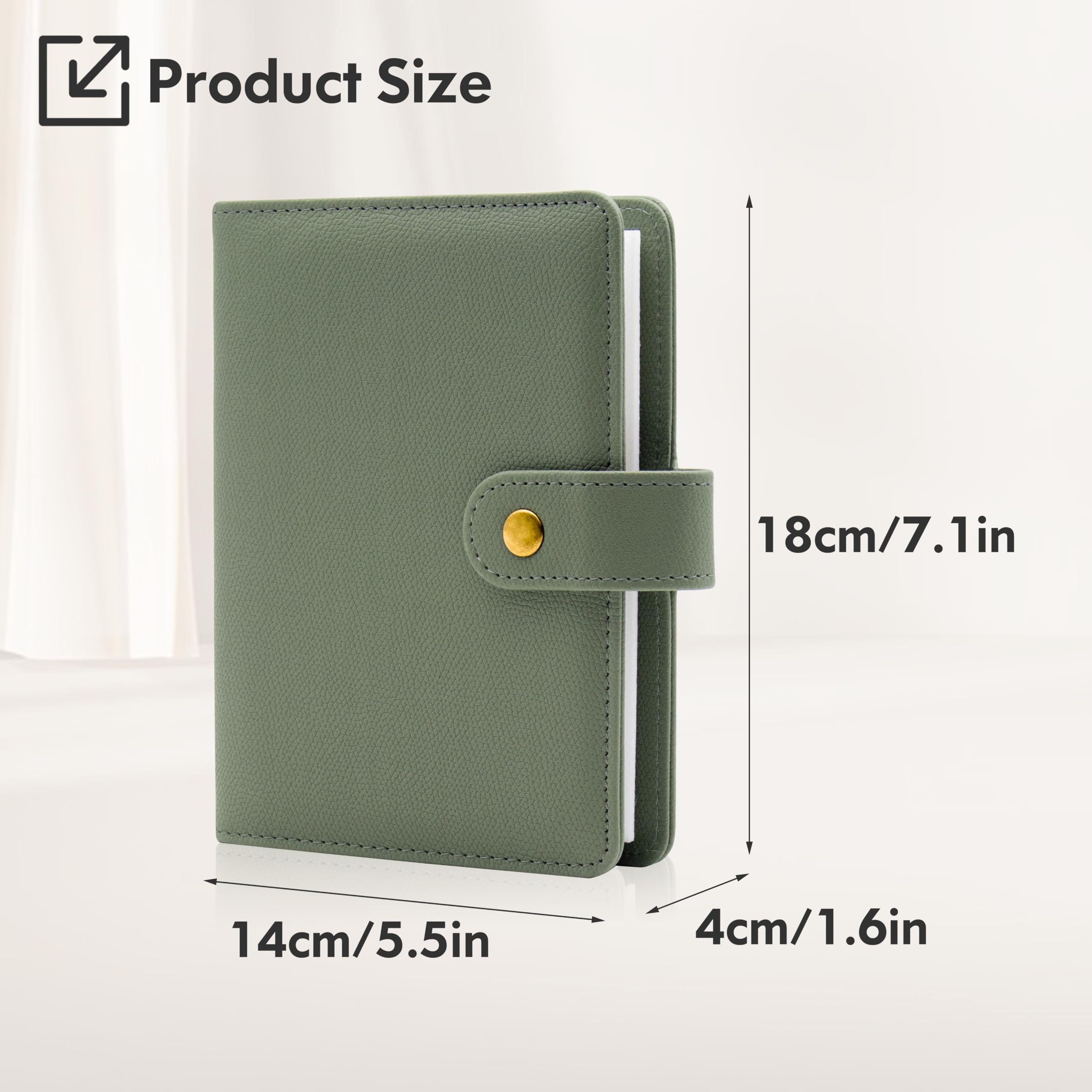 Small Photo Album 6x4-68 Pockets 10x15 Picture Book Large Capacity Mini PU Leather Cover Case Gift for Kids Family Graduation Wedding Travel (Green) - Image 2