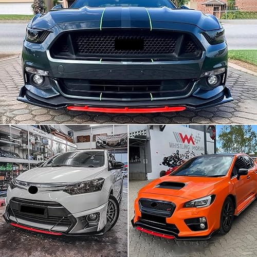 Miniatura 2 de Juego de 4 piezas universales para parachoques delantero, alerón de barbilla, protector de alerón de alerón, kit de cuerpo de ala protectora, con