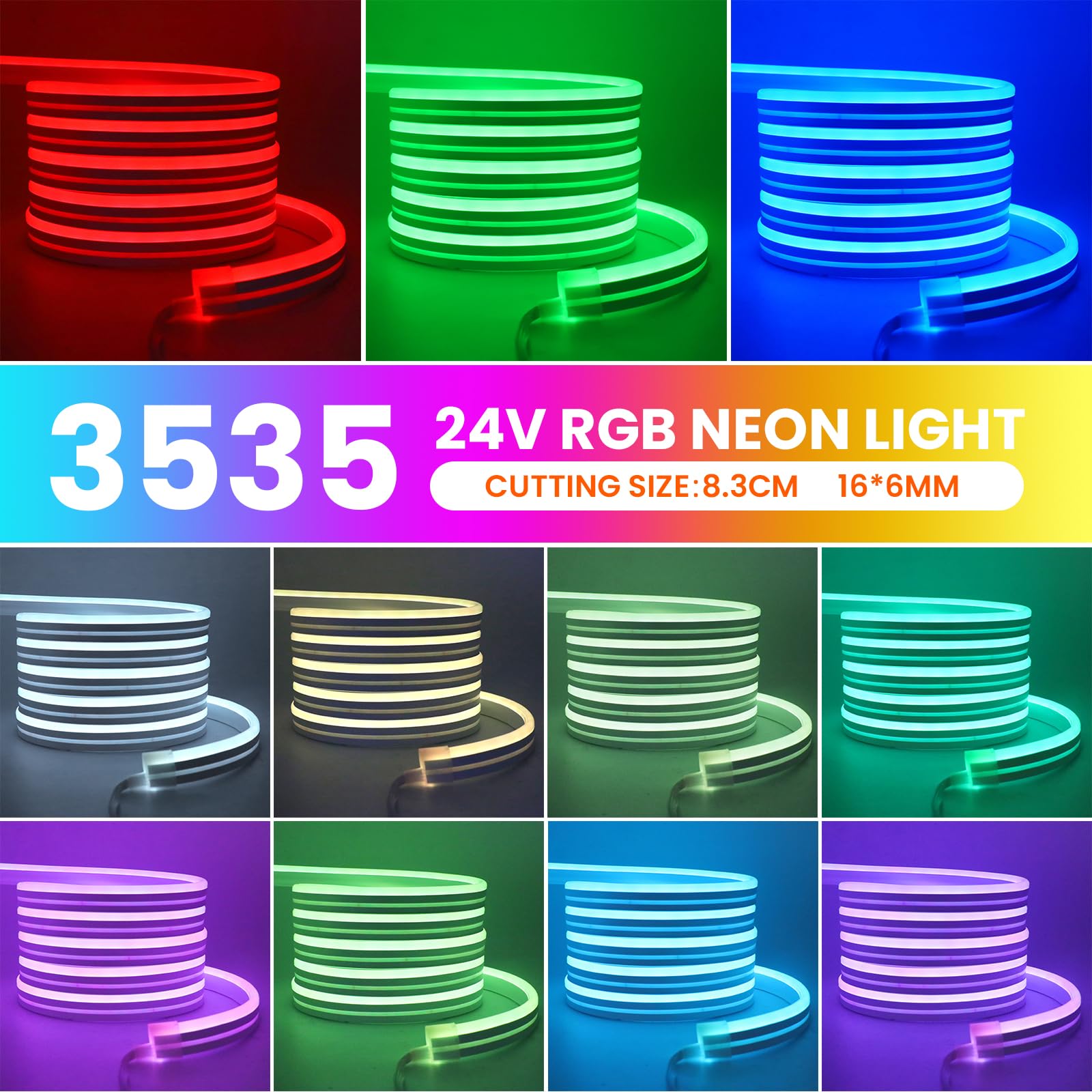 Dimmbar RGB Neon Stripe，24V 30M 1800LEDs Silikon Flexibler LED Streifen,Bluetooth Musik Sync Timer-Einstellung Neon LED Lichtband mit 44 Tasten Fernbedienung für Allerheiligen,Weihnachtsfeier