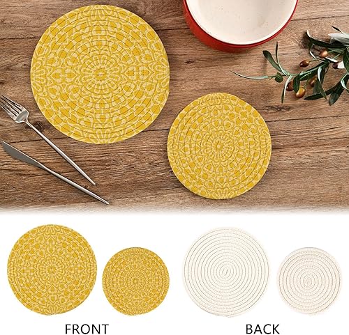 Miniatura 37 de Trivets for Hot Dishes Pots and Pans 2 PC Pot Holders Heat Resistant Cotton Round Potholders for Kitchen Countertop Decorative Autumn Maple Leaves