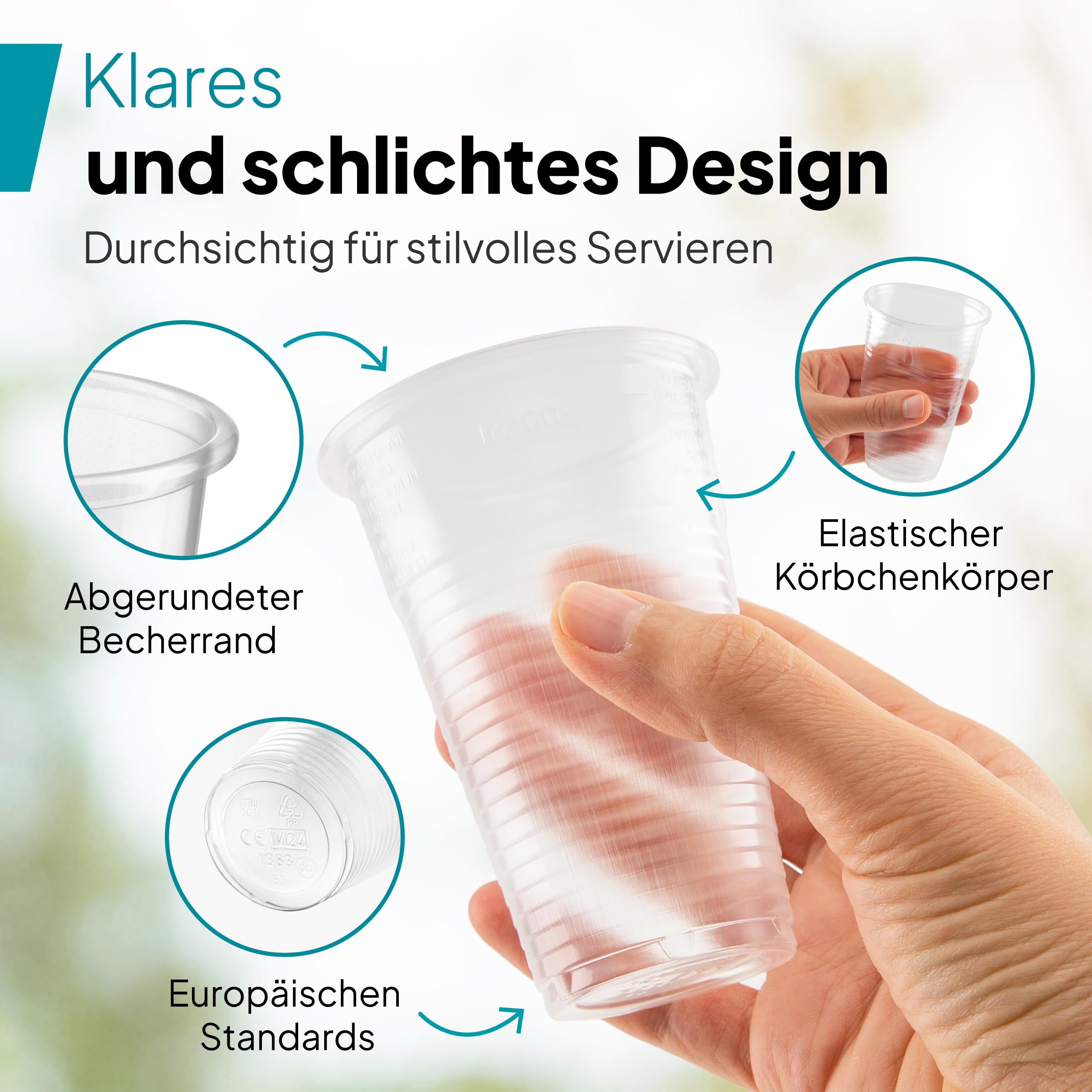 Commerline 100 Pezzi Bicchieri di Plastica 0,3 L | Monouso | Trasparente | Per Bevande Fredde e Birra | Ideali Per Feste