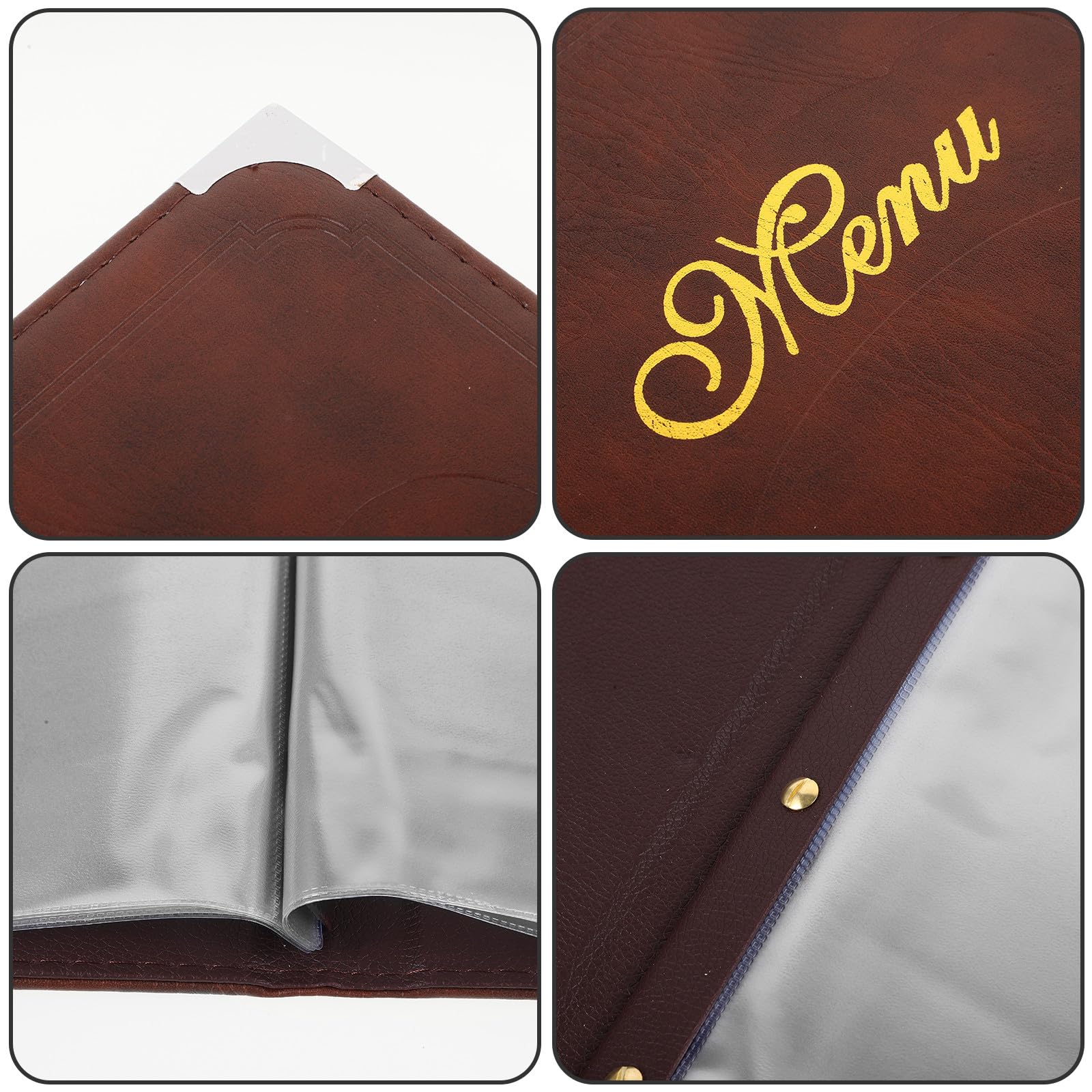 TOYANDONA Portamenús Multifuncional de A4 Cubierta de Cuero Artificial Color Café, Libro Práctico Hojas de Pvc Transparente, Carpeta para Menú de Restaurante y Hotel, Soporte Resistente