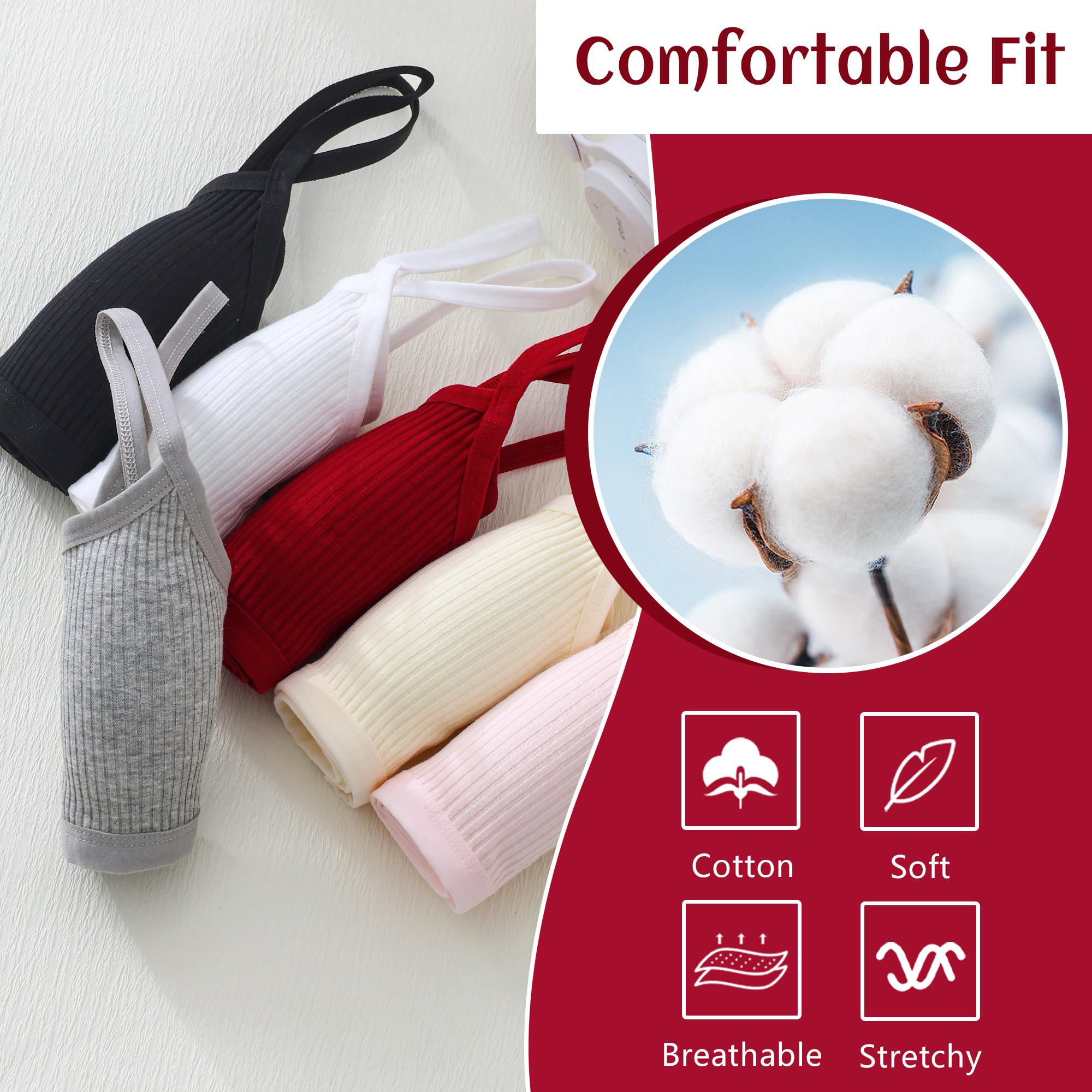 SEAUR BH Mädchen Gepolstert Bequeme Multipack Sport BH Set Baumwolle Mädchen Bralette Oberteil Atmungsaktiv