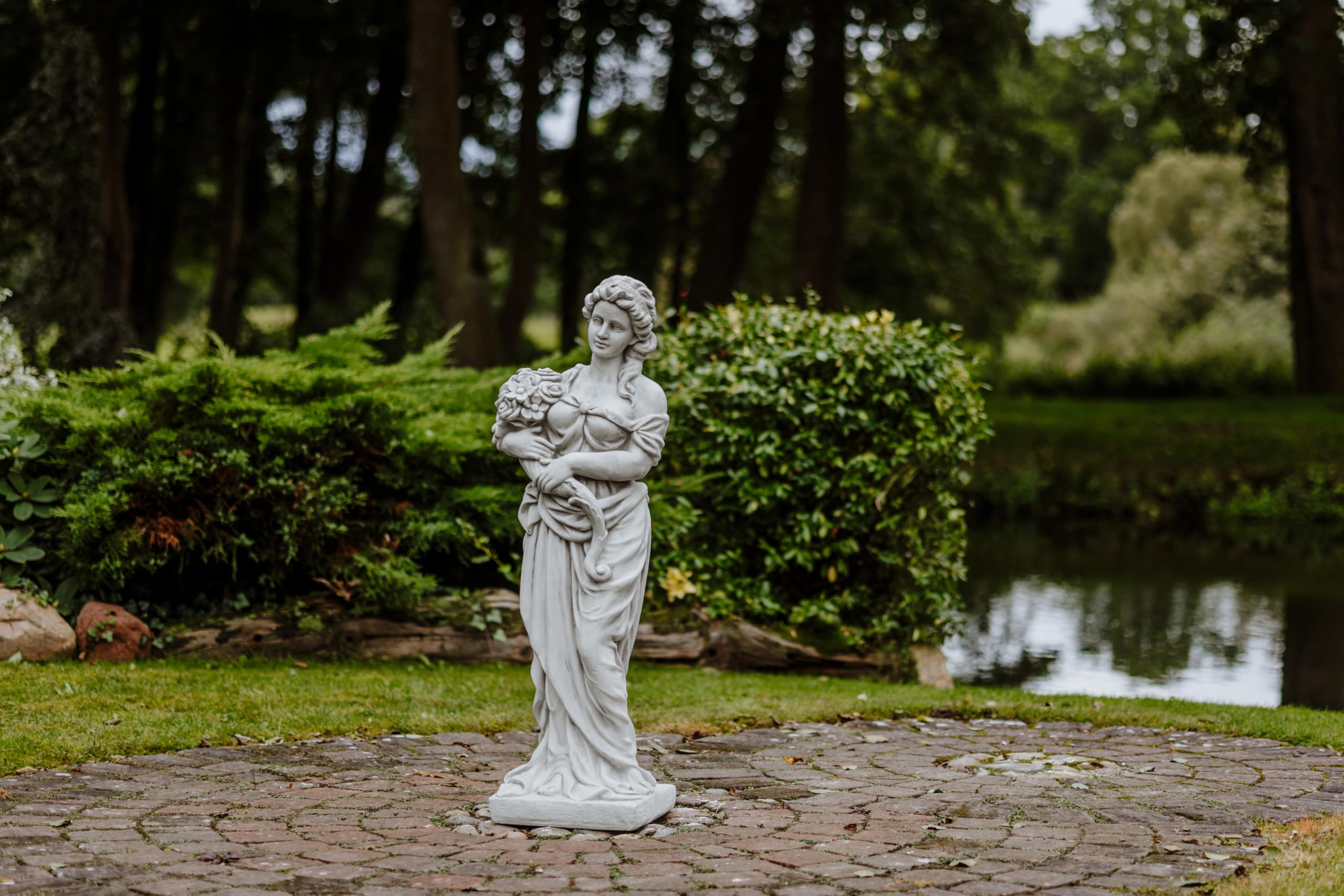 gartendekoparadies.de Statua della dea greca Leto, statuetta in pietra, grigio, calcestruzzo bianco gres H. 116 cm, 100 kg, antigelo per esterni