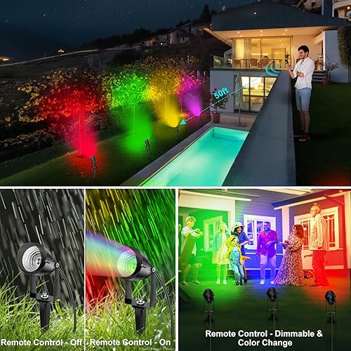 Miniatura 2 de 1500LM LED de alto brillo iluminación de paisaje al aire libre 15W RGBCW luces de paisaje cambiantes de color luces de paisaje con control remoto