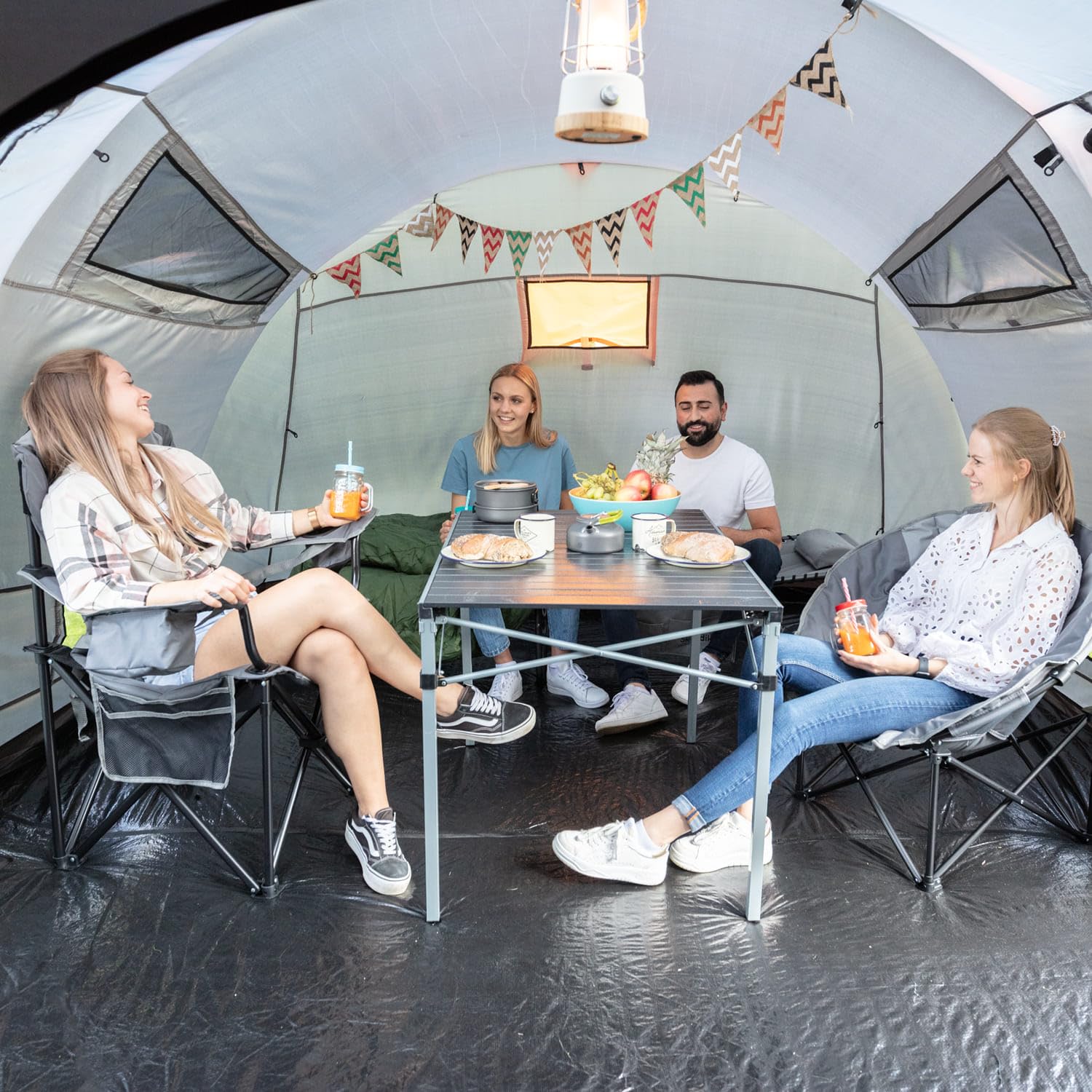 Skandika Campingstuhl Relax Comfort | Bequemer Klappstuhl mit Getränkehalter und Kühlfach, bis max. 160 kg, klappbar, leicht | Faltstuhl für Camping, Zelten, Festival, Angeln