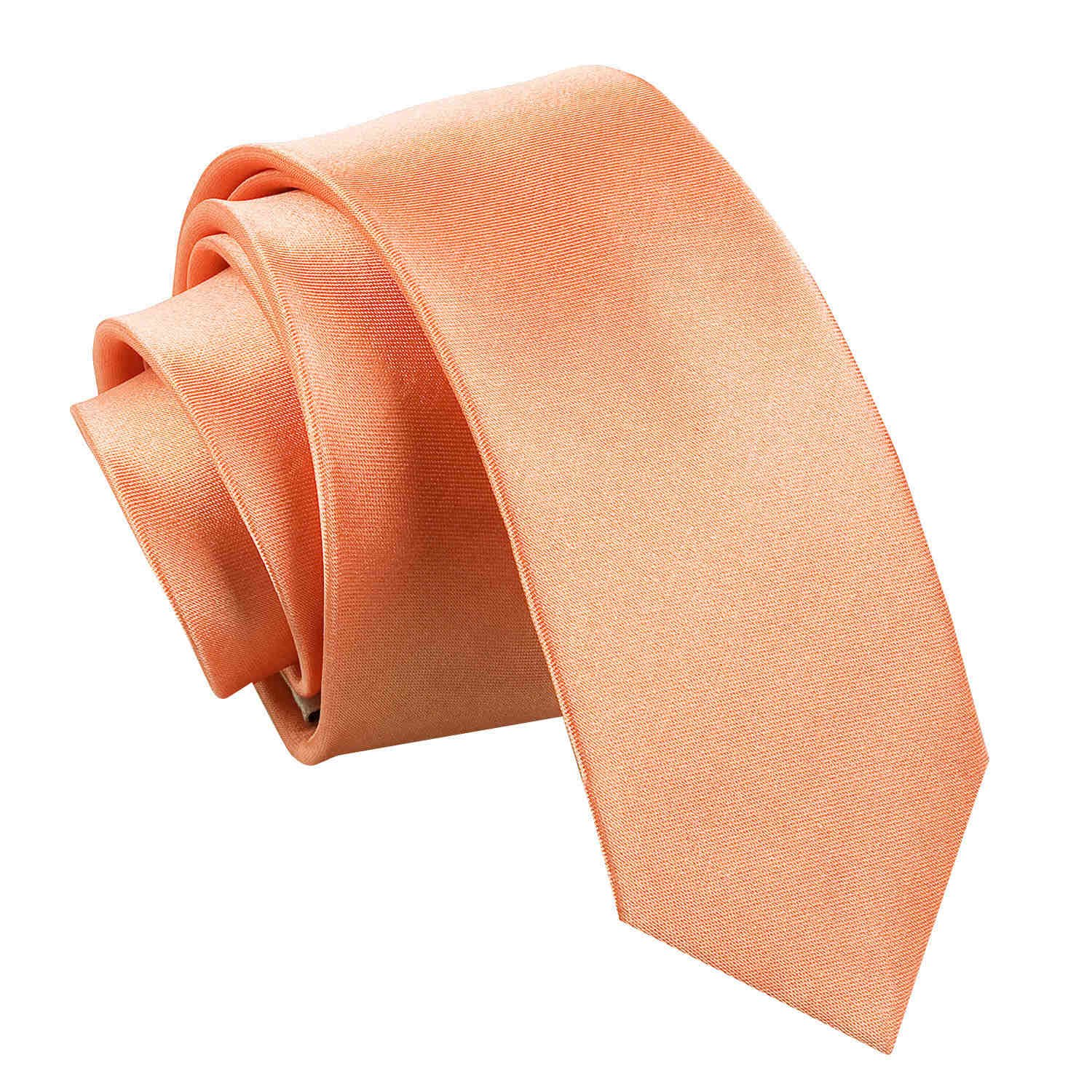 Dqt Men's Coral - 5Cm Tie Plain Satin Tie – Wedding, Business & Formal Necktie - Coral Skinny 5Cm