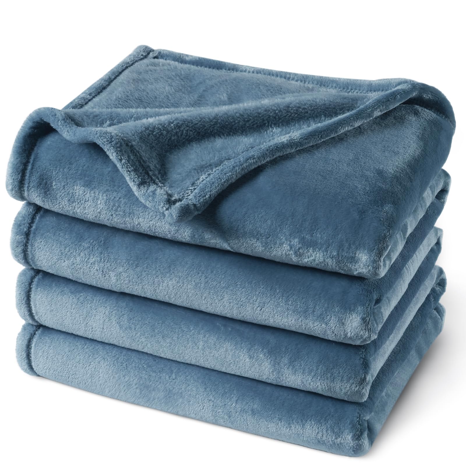 phf ultra soft fleece blanket queen size, no shed no pilling luxury plush cozy 300gsm lightweight blanket for bed, couch, chair, sofa suitable for all season, 90" x 90", captain's blue